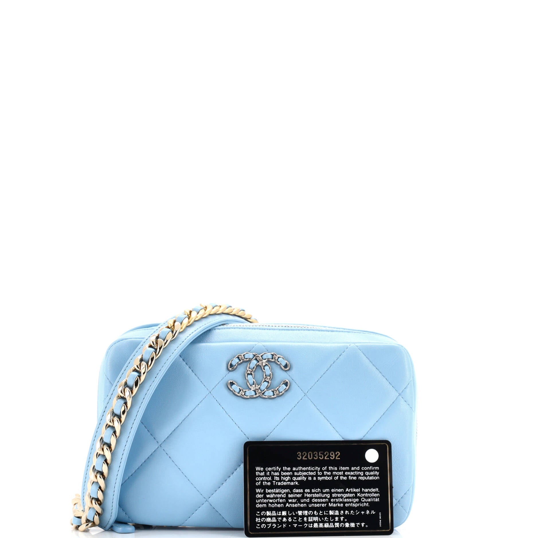 Chanel 19 Zipped Phone Holder Crossbody Bag Quilted Lambskin