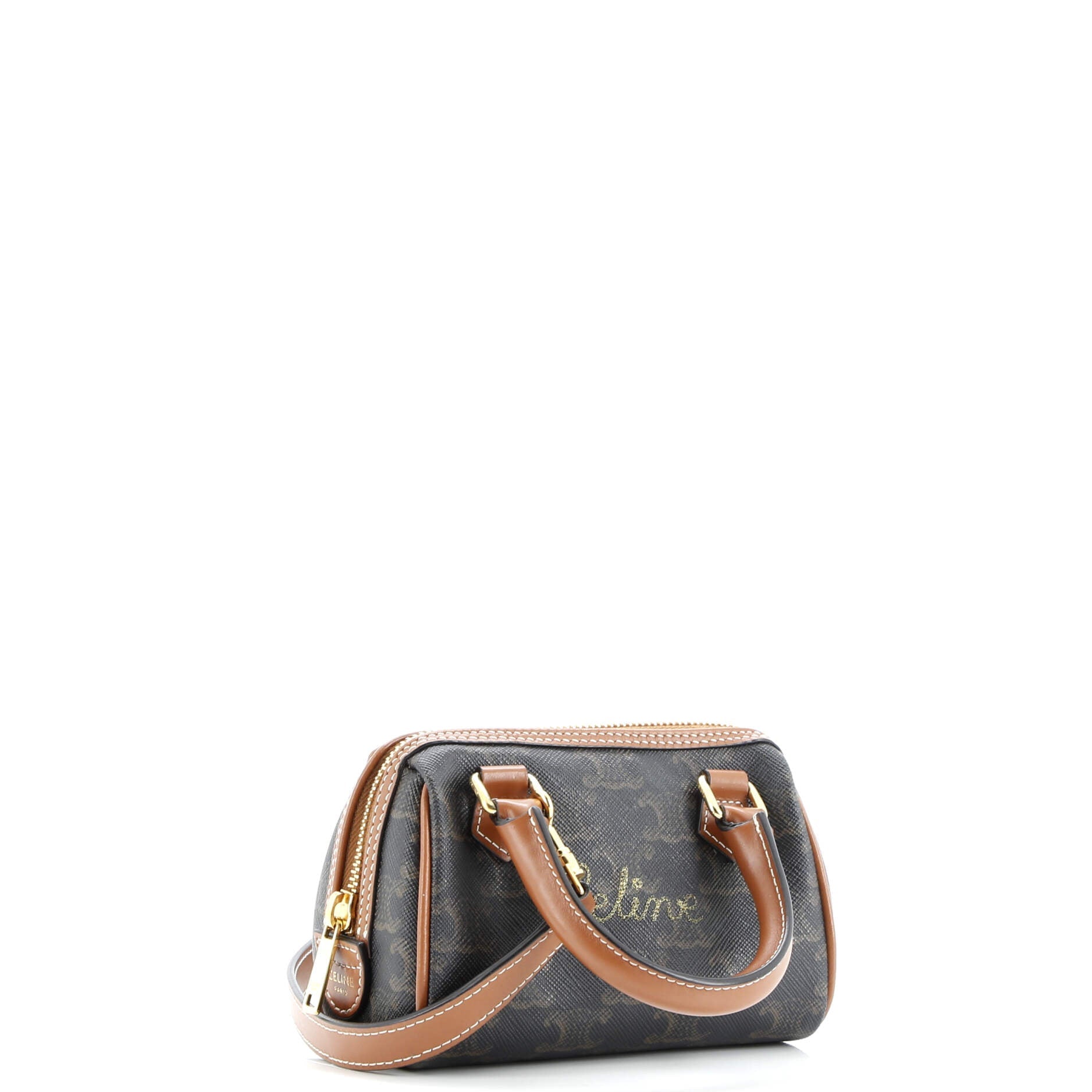 Celine Boston Bag Triomphe Coated Canvas Mini