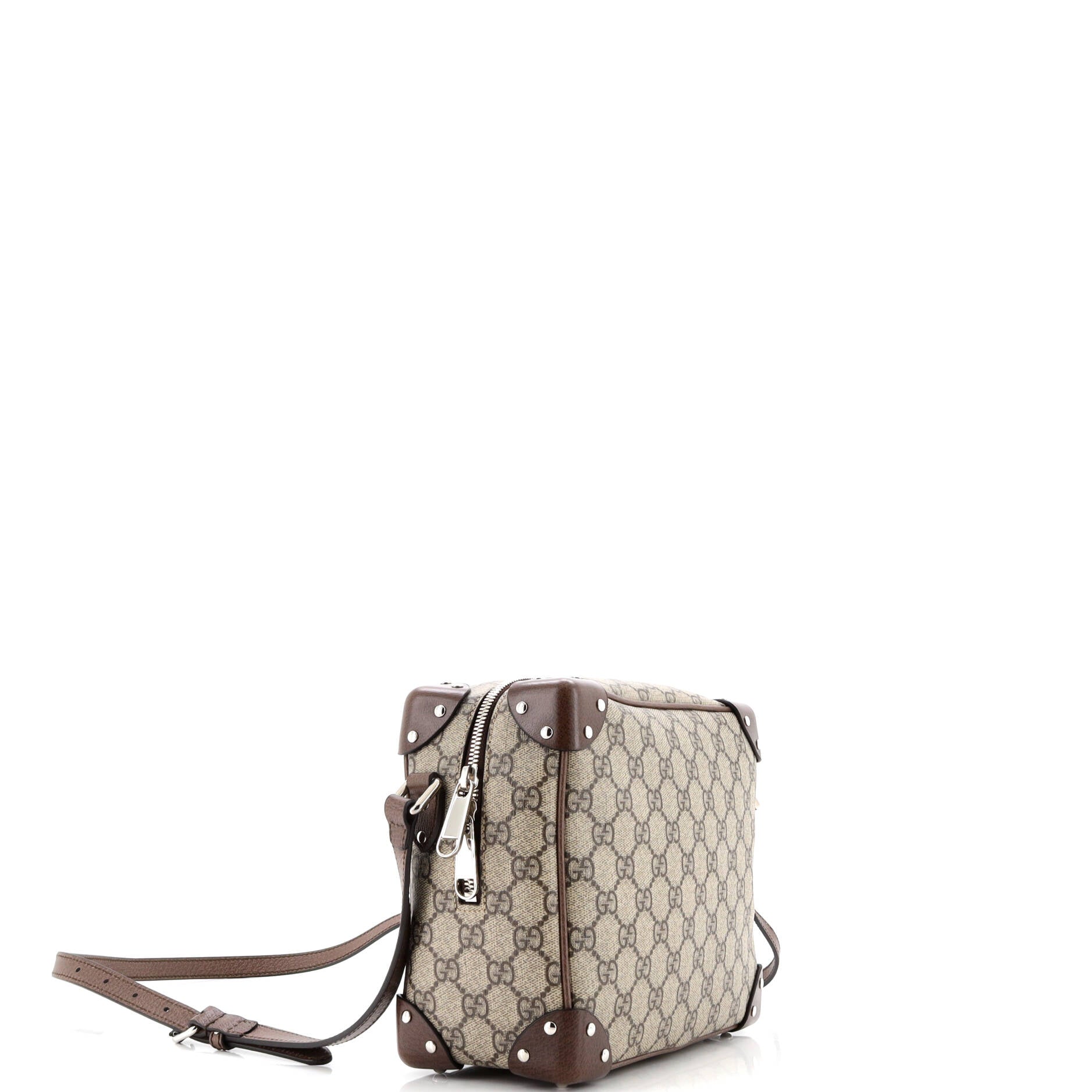 Gucci Trunk Shoulder Bag GG Coated Canvas with Studded Leather