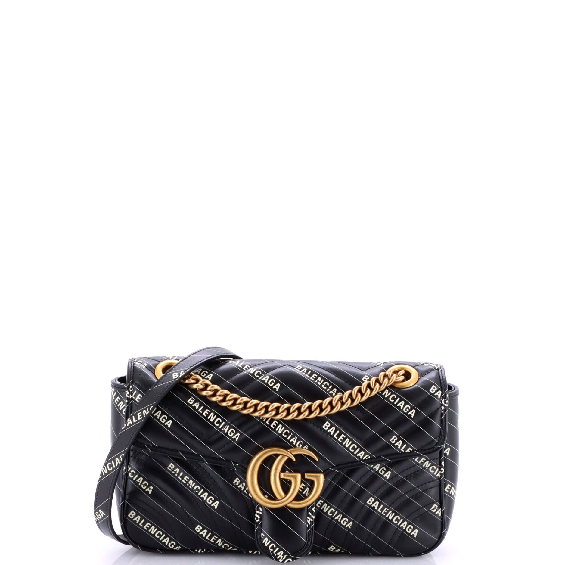 Gucci x Balenciaga The Hacker Project GG Marmont Flap Bag Printed Matelasse Leather Small