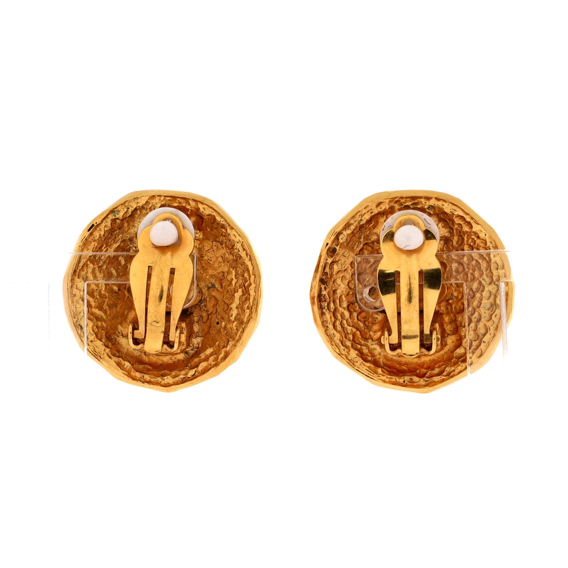 Chanel Vintage CC Round Clip-On Earrings Metal