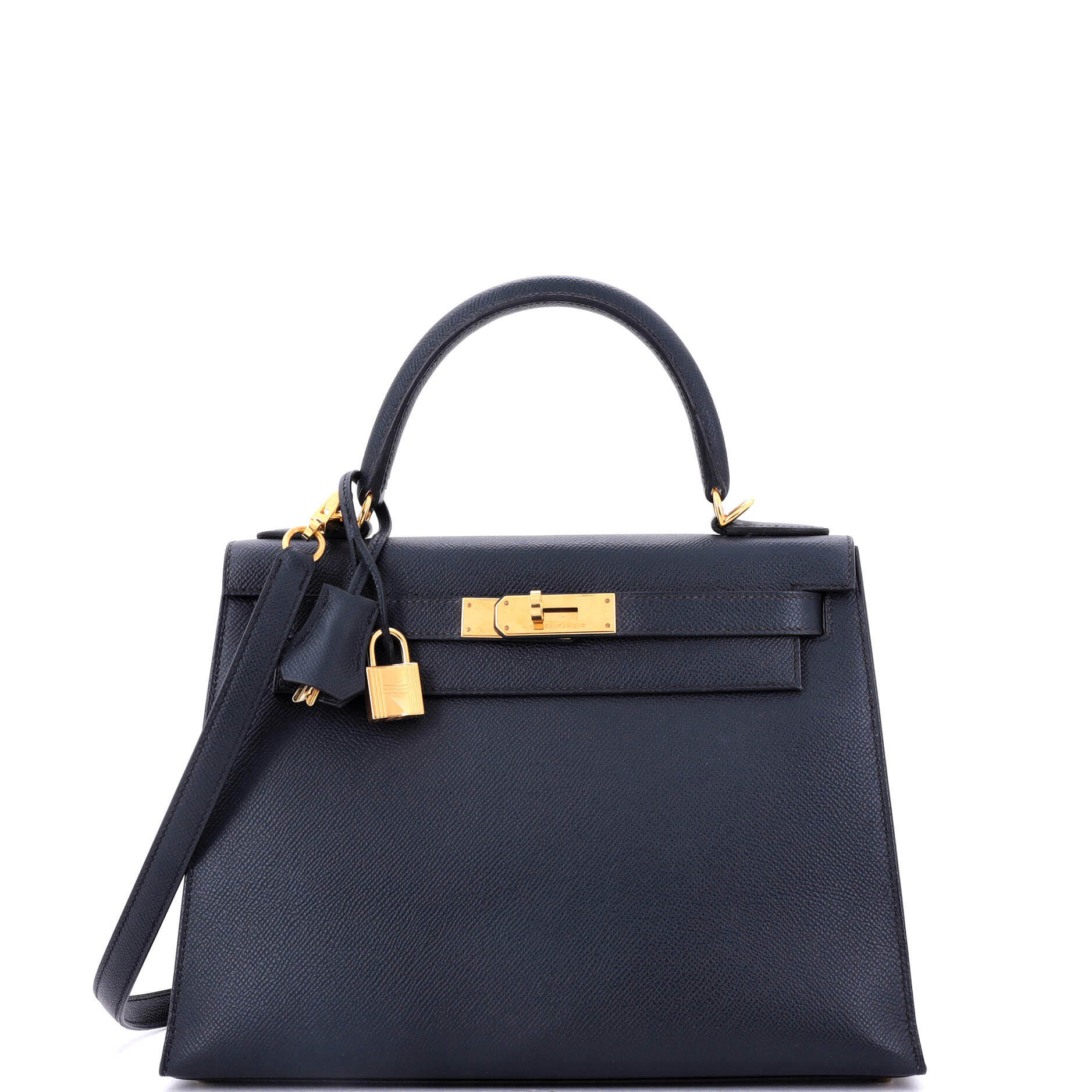 Hermes Kelly Handbag Blue Epsom with Gold Hardware 28