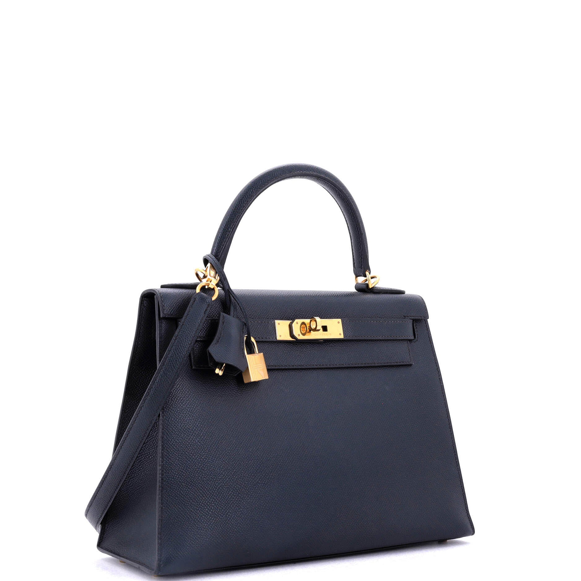 Hermes Kelly Handbag Blue Epsom with Gold Hardware 28