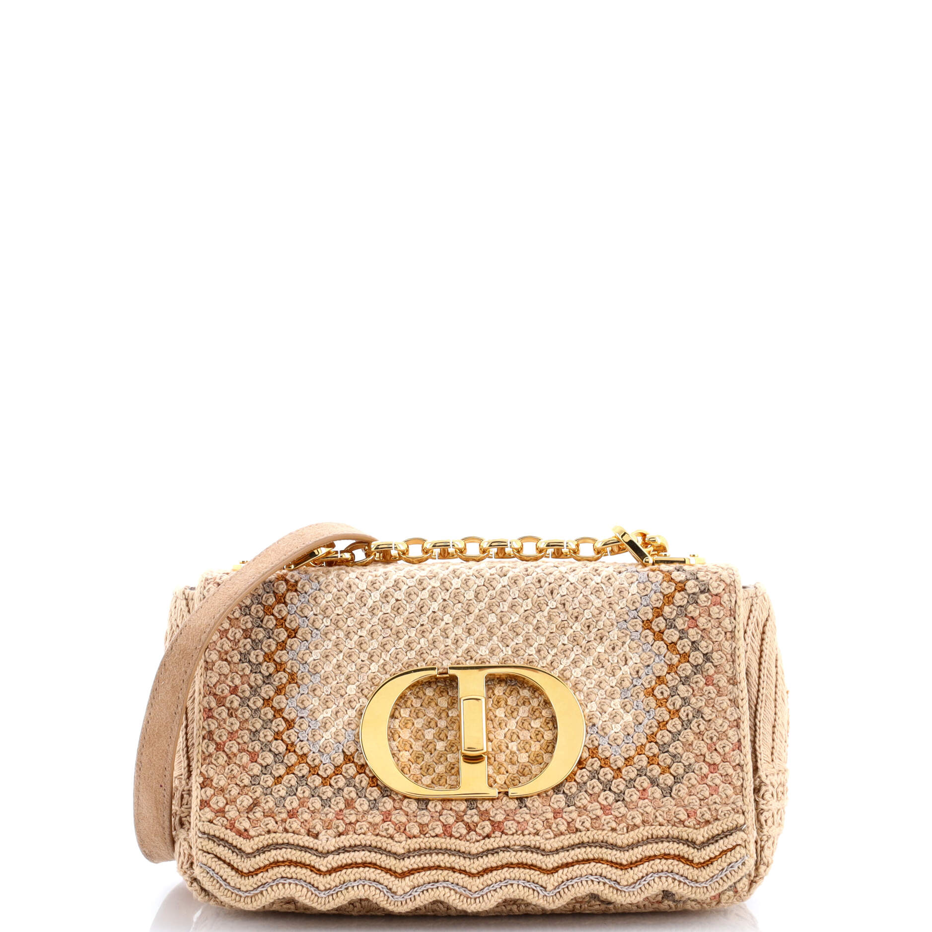 Christian Dior Caro Bag Cannage Quilt Embroidered Cotton Small