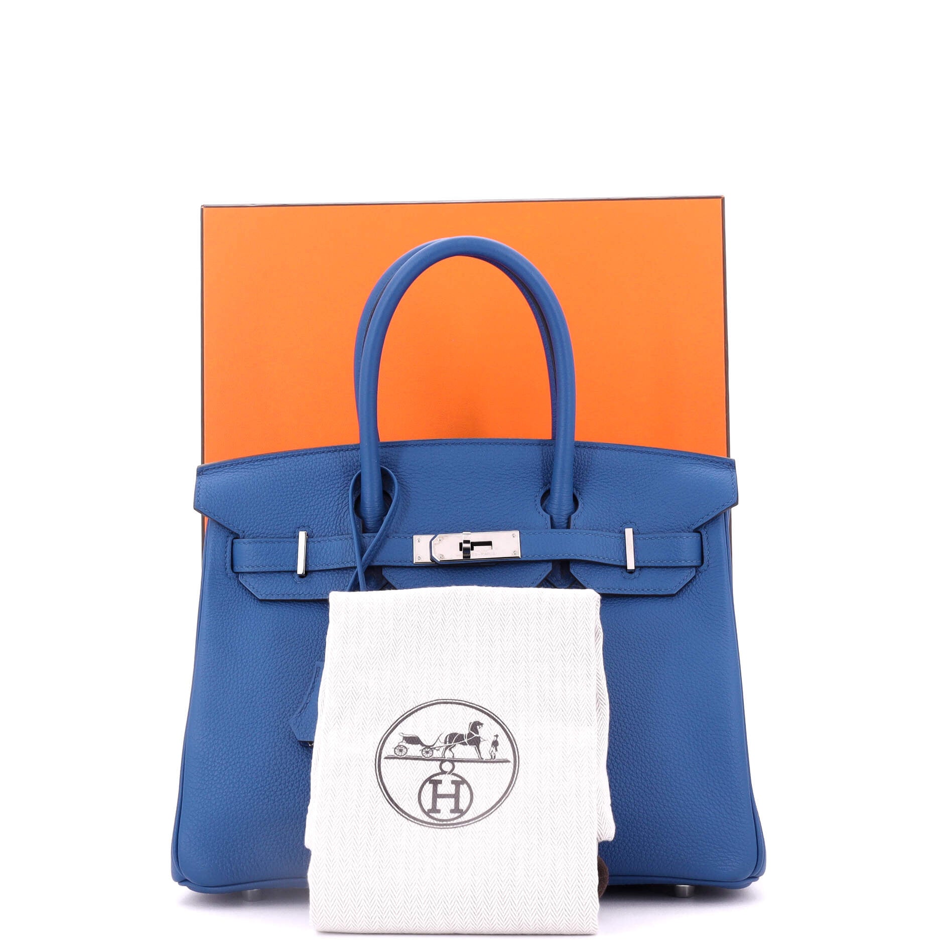 Hermes Birkin Handbag Blue Togo with Palladium Hardware 30