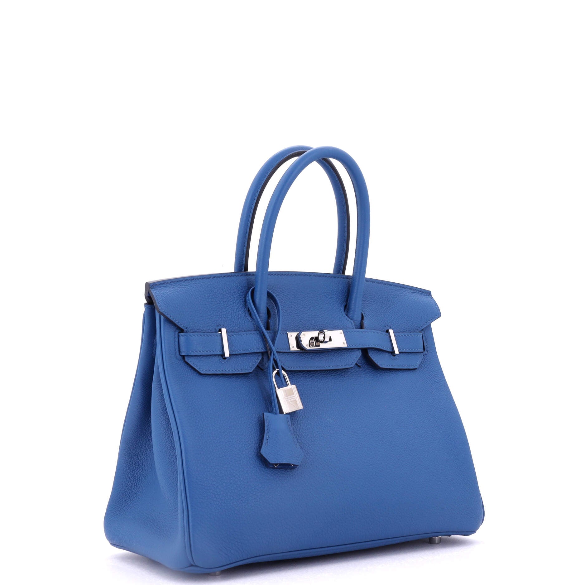 Hermes Birkin Handbag Blue Togo with Palladium Hardware 30
