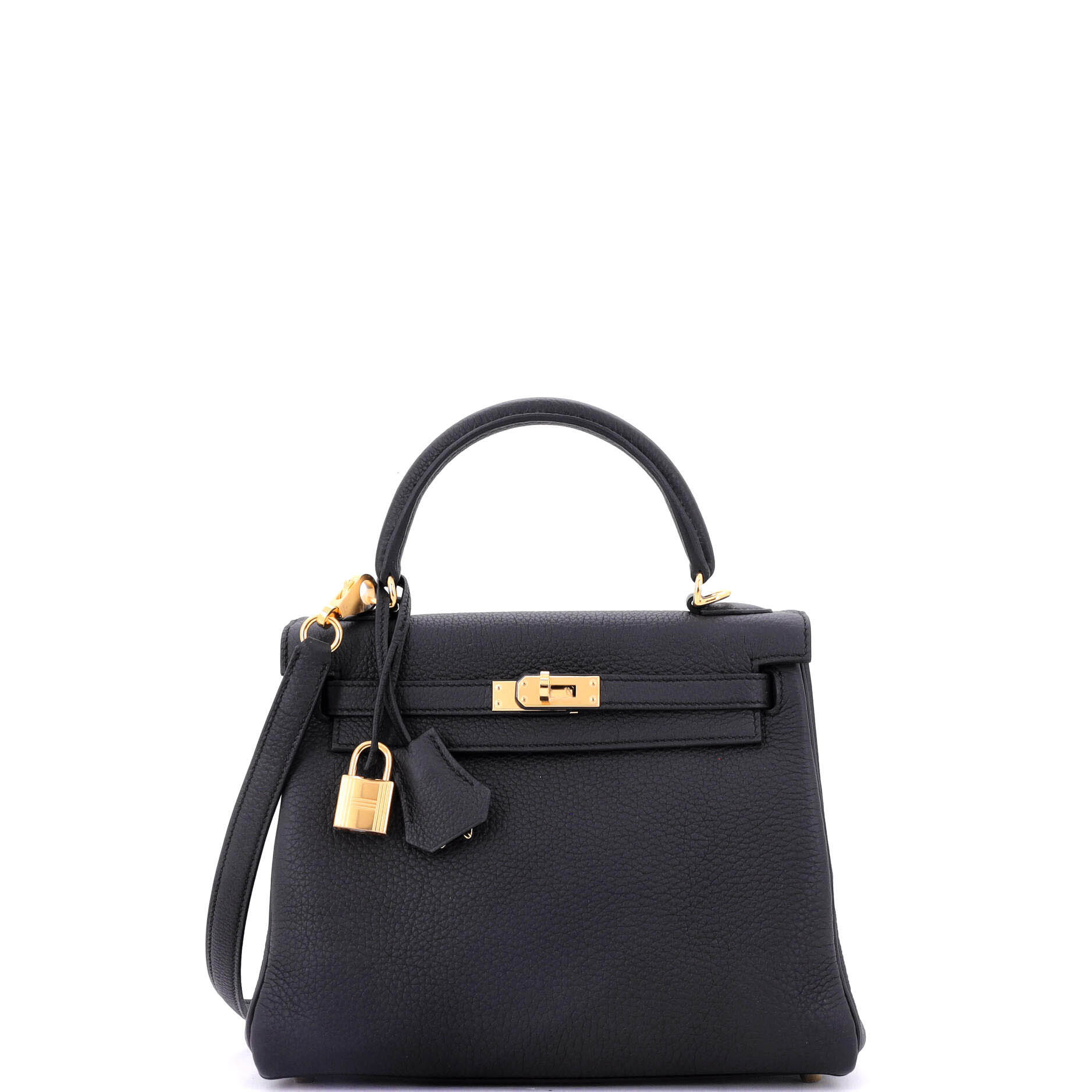 Hermes Kelly Handbag Black Togo with Gold Hardware 25