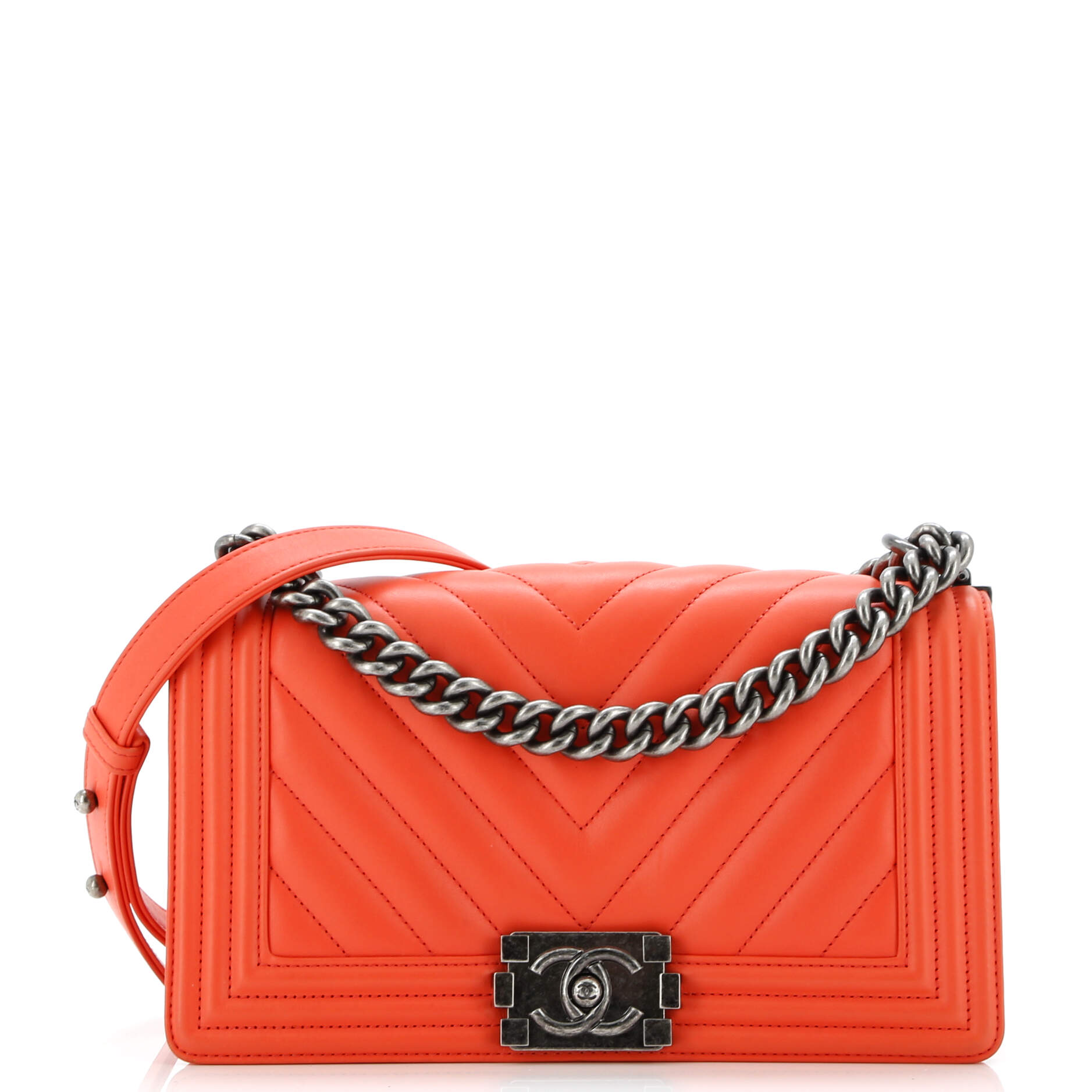 Chanel Boy Flap Bag Chevron Calfskin Old Medium