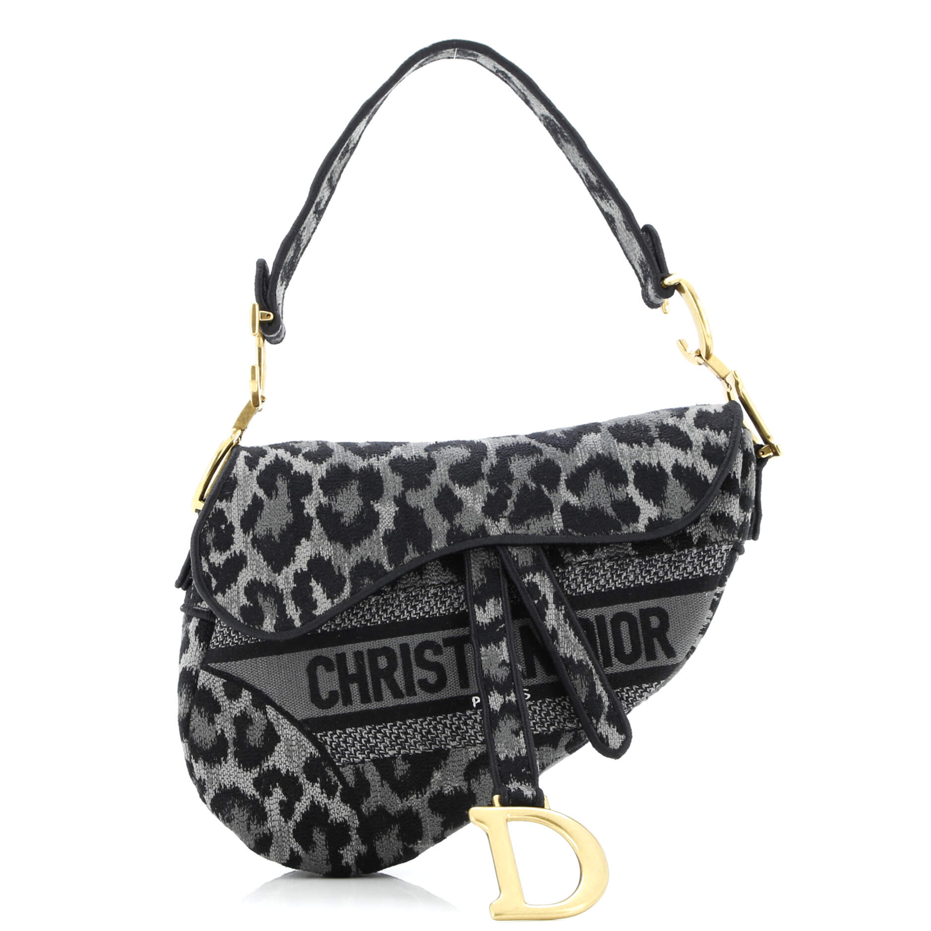 Christian Dior Saddle Handbag Mizza Embroidered Canvas Medium