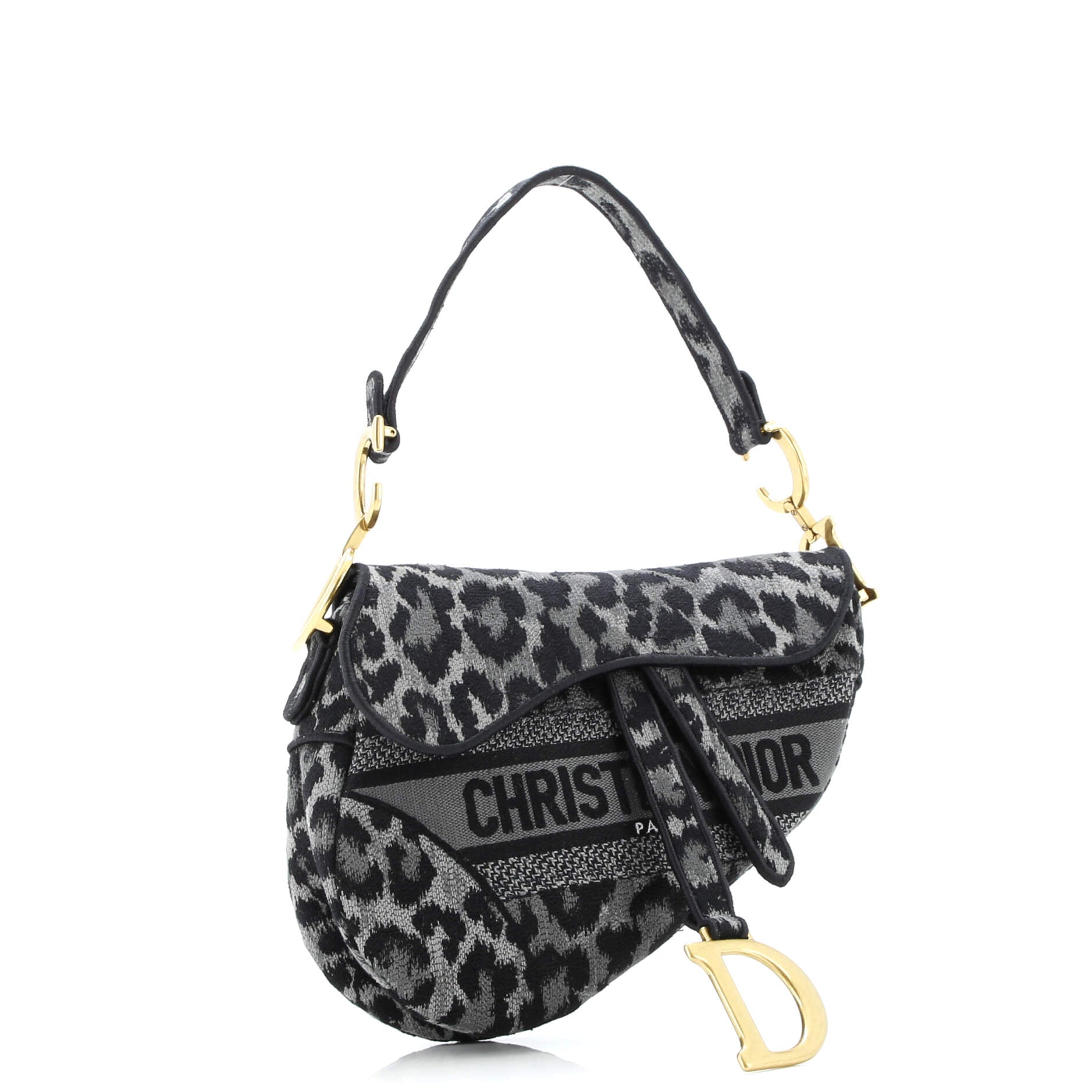 Christian Dior Saddle Handbag Mizza Embroidered Canvas Medium
