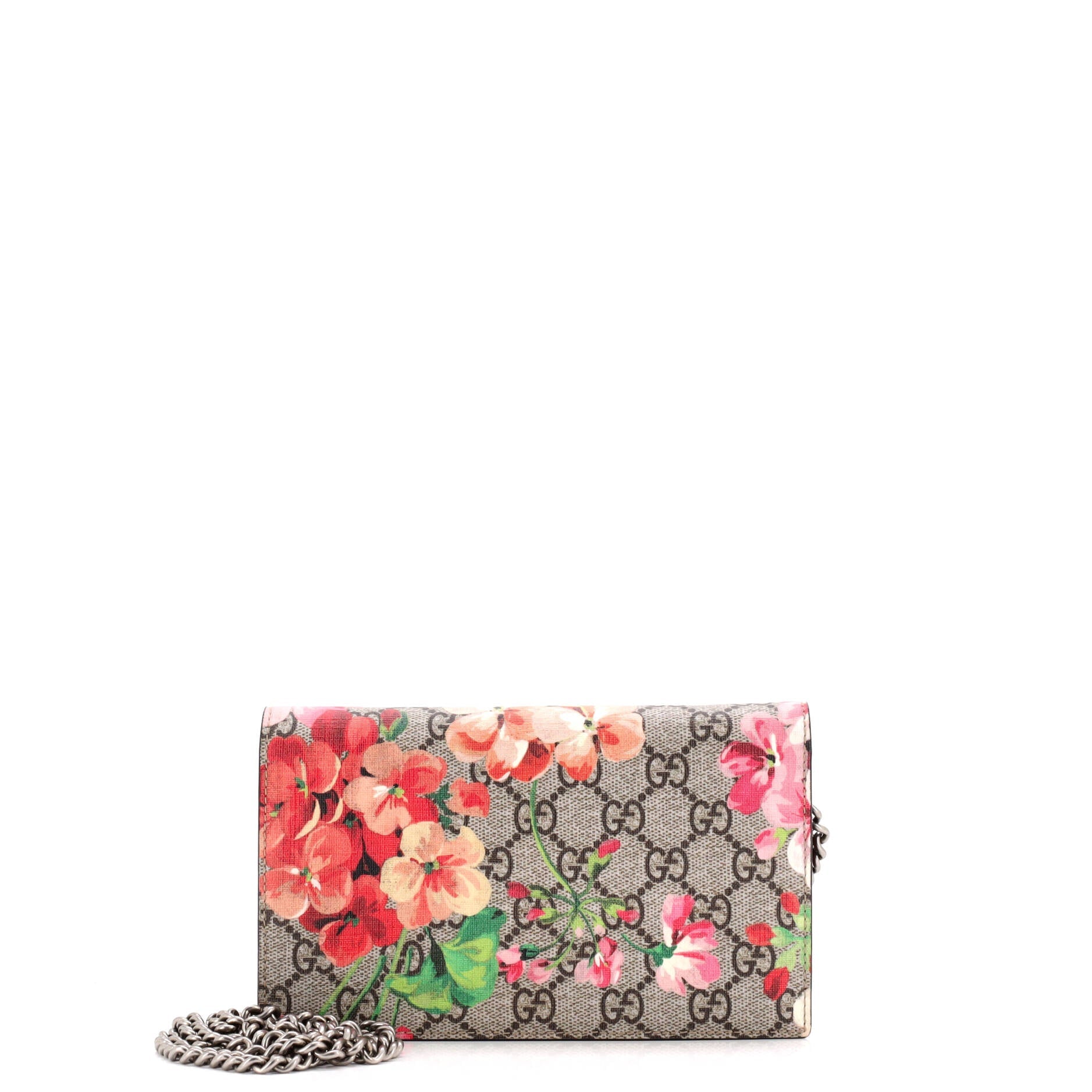 Gucci Chain Wallet Blooms Print GG Coated Canvas