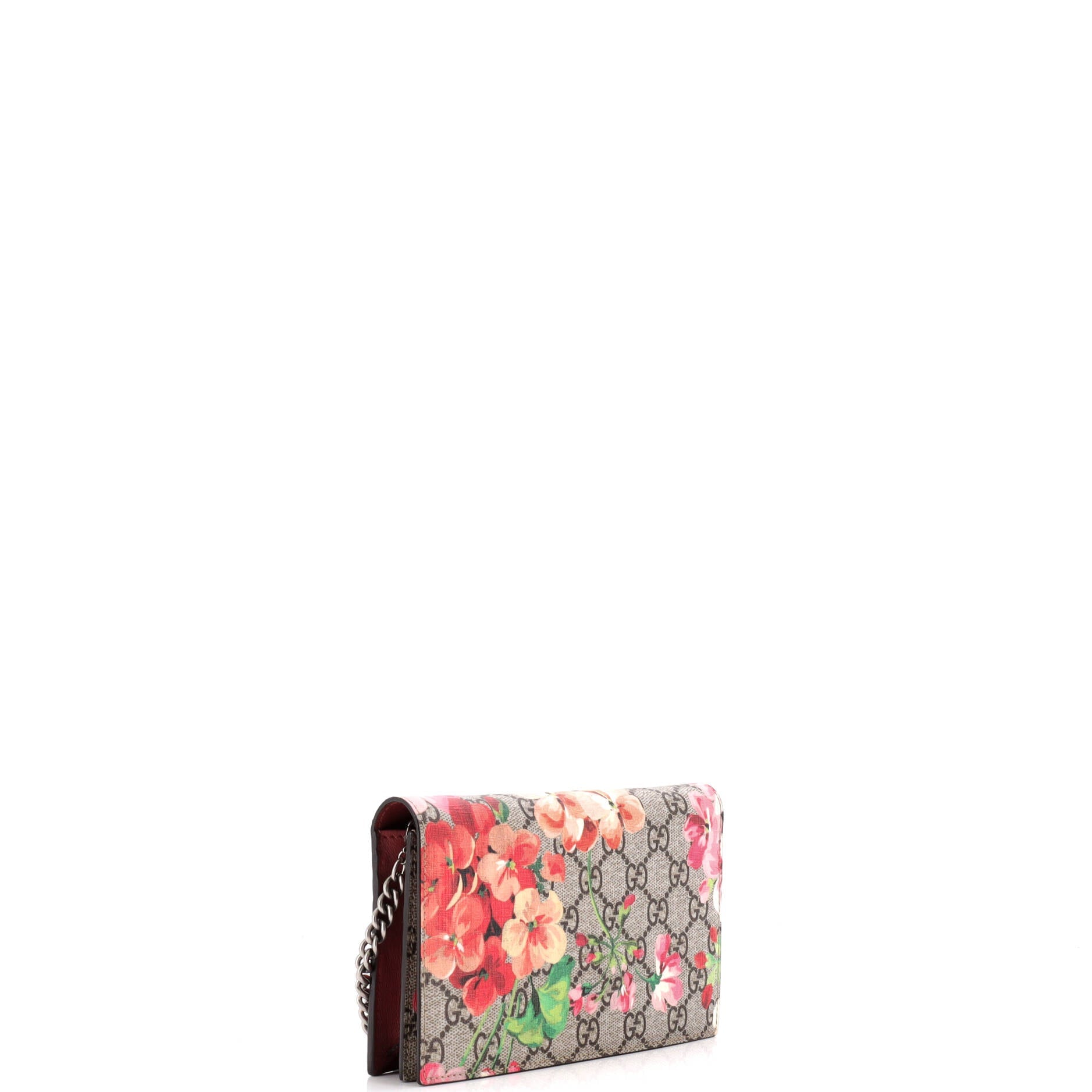 Gucci Chain Wallet Blooms Print GG Coated Canvas