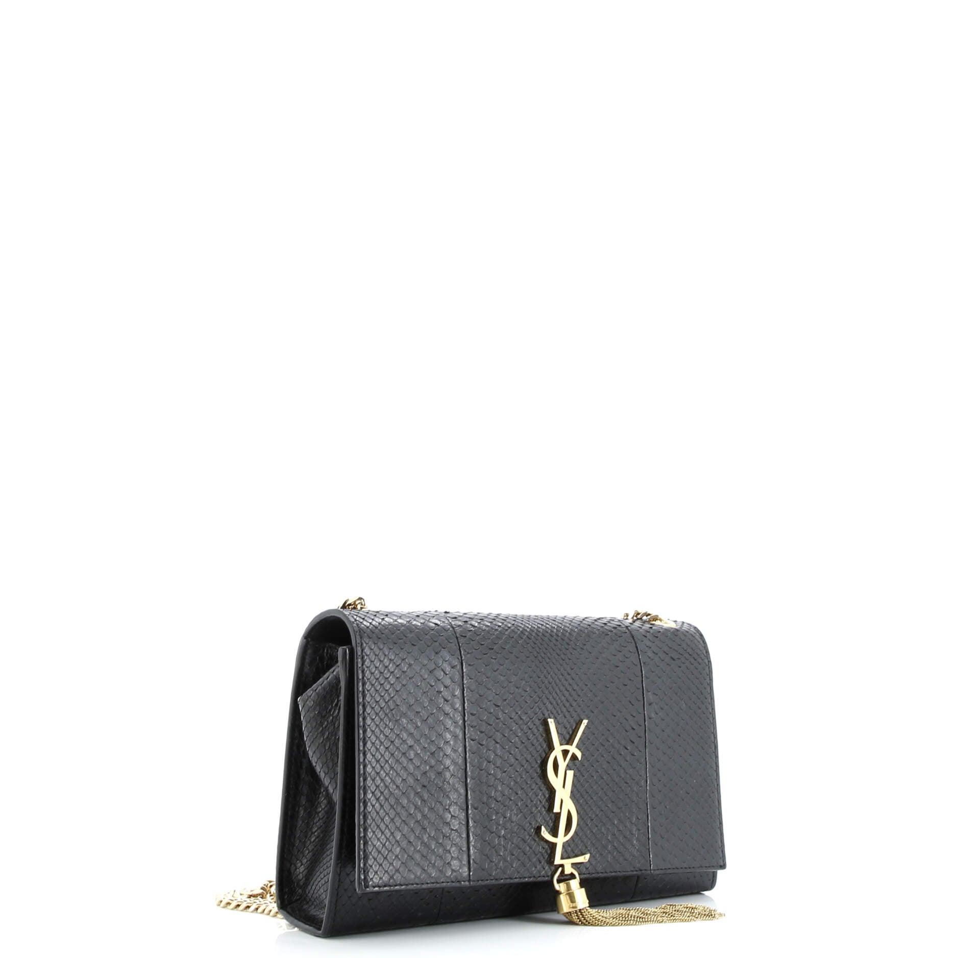 Saint Laurent Classic Monogram Tassel Crossbody Bag Python Embossed Leather Medium