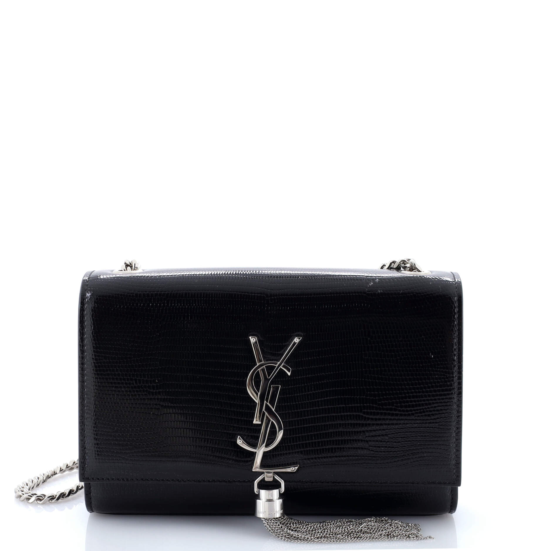 Saint Laurent Classic Monogram Tassel Crossbody Bag Lizard Embossed Leather Medium