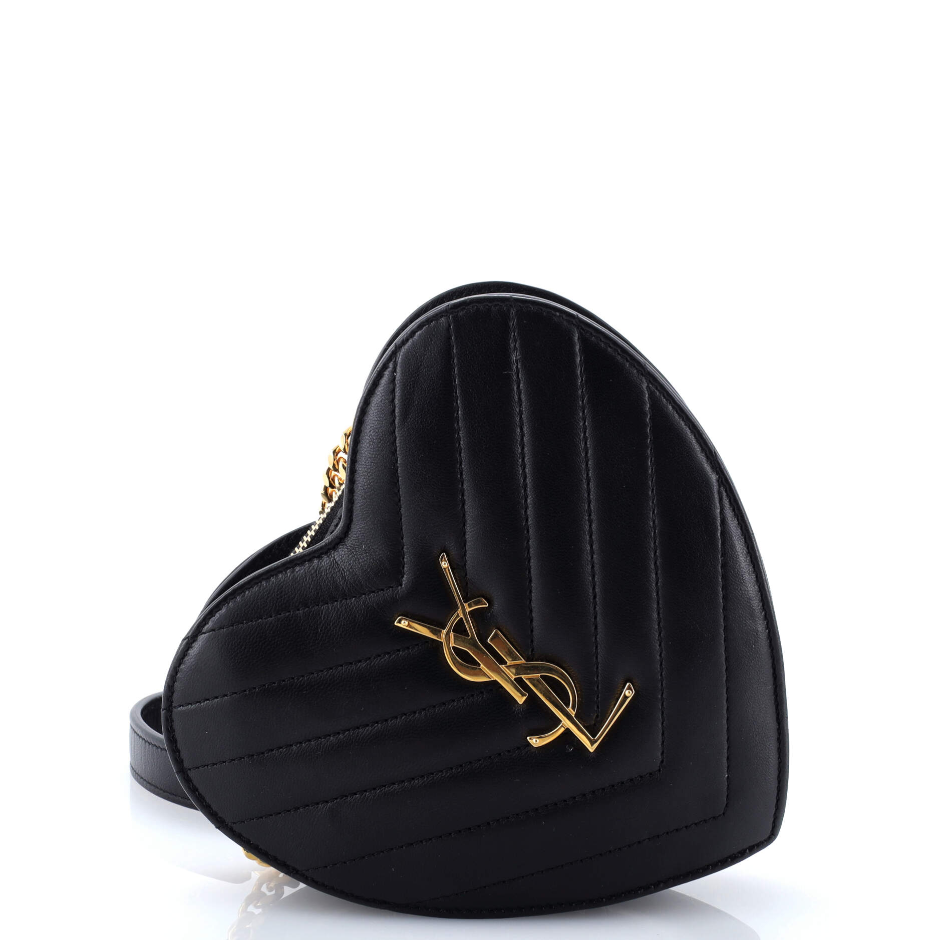 Saint Laurent Love Heart Chain Bag Matelasse Chevron Leather Small