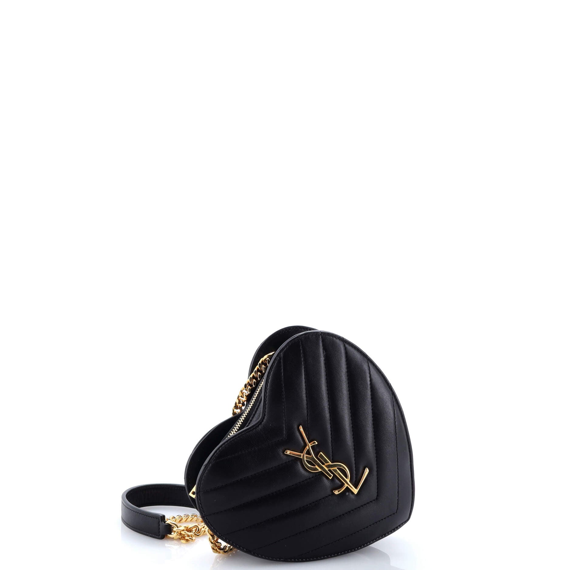 Saint Laurent Love Heart Chain Bag Matelasse Chevron Leather Small