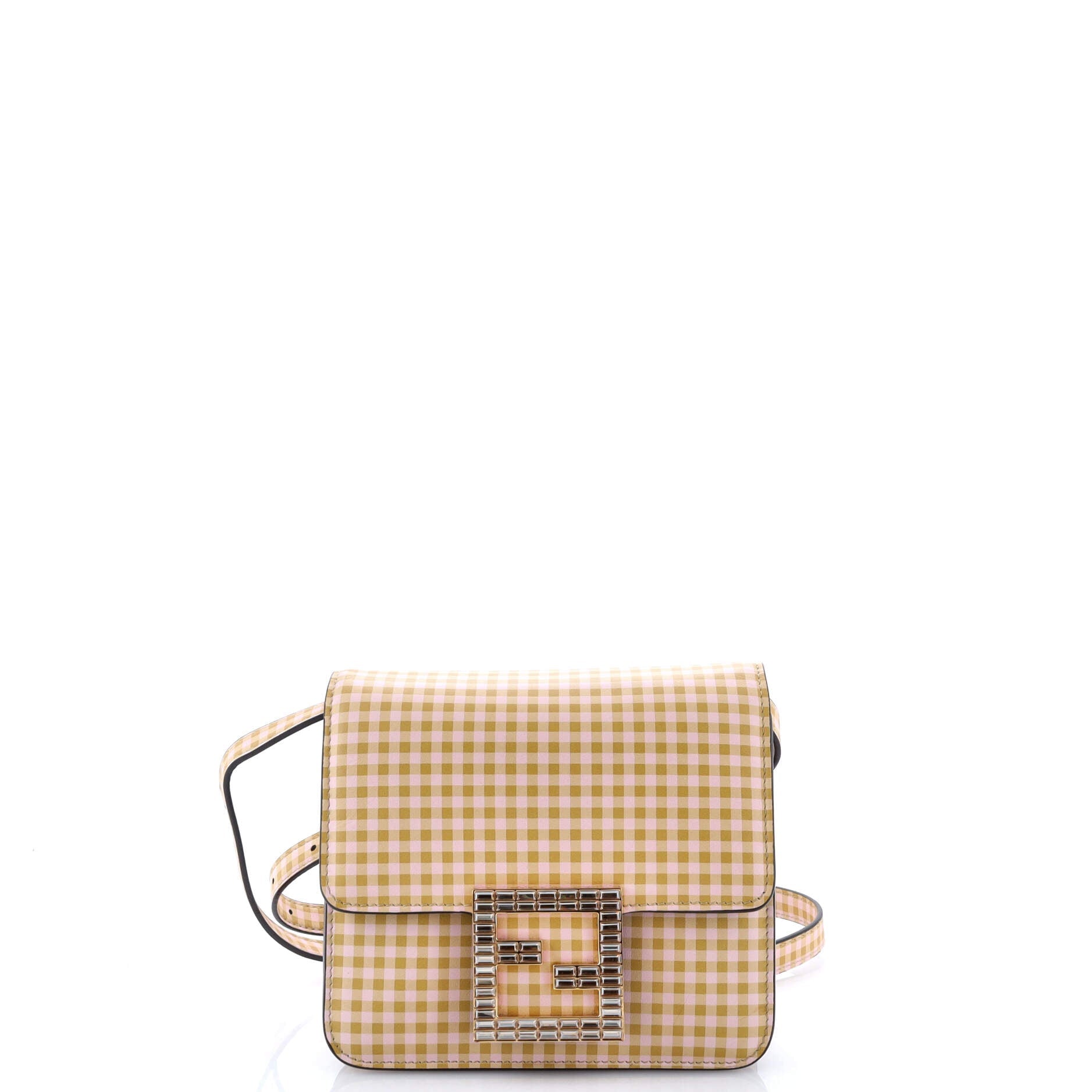Fendi Fab Shoulder Bag Printed Leather with Crystal Detail
