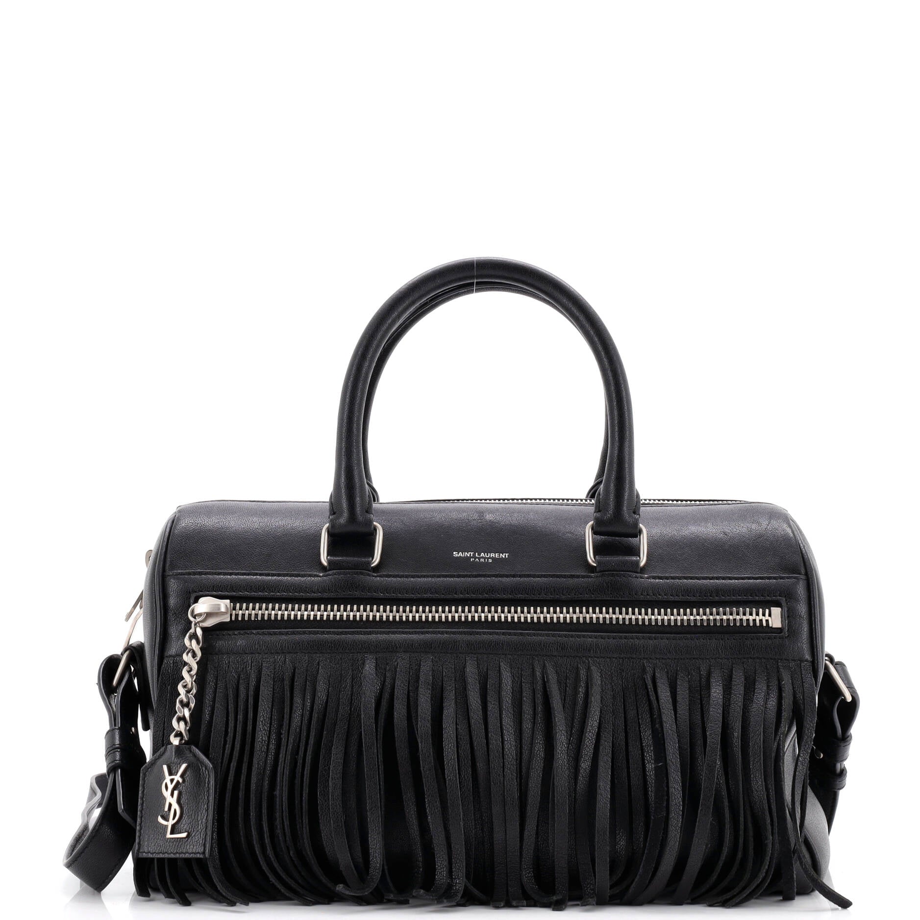 Saint Laurent Classic Duffle Fringe Bag Leather Medium