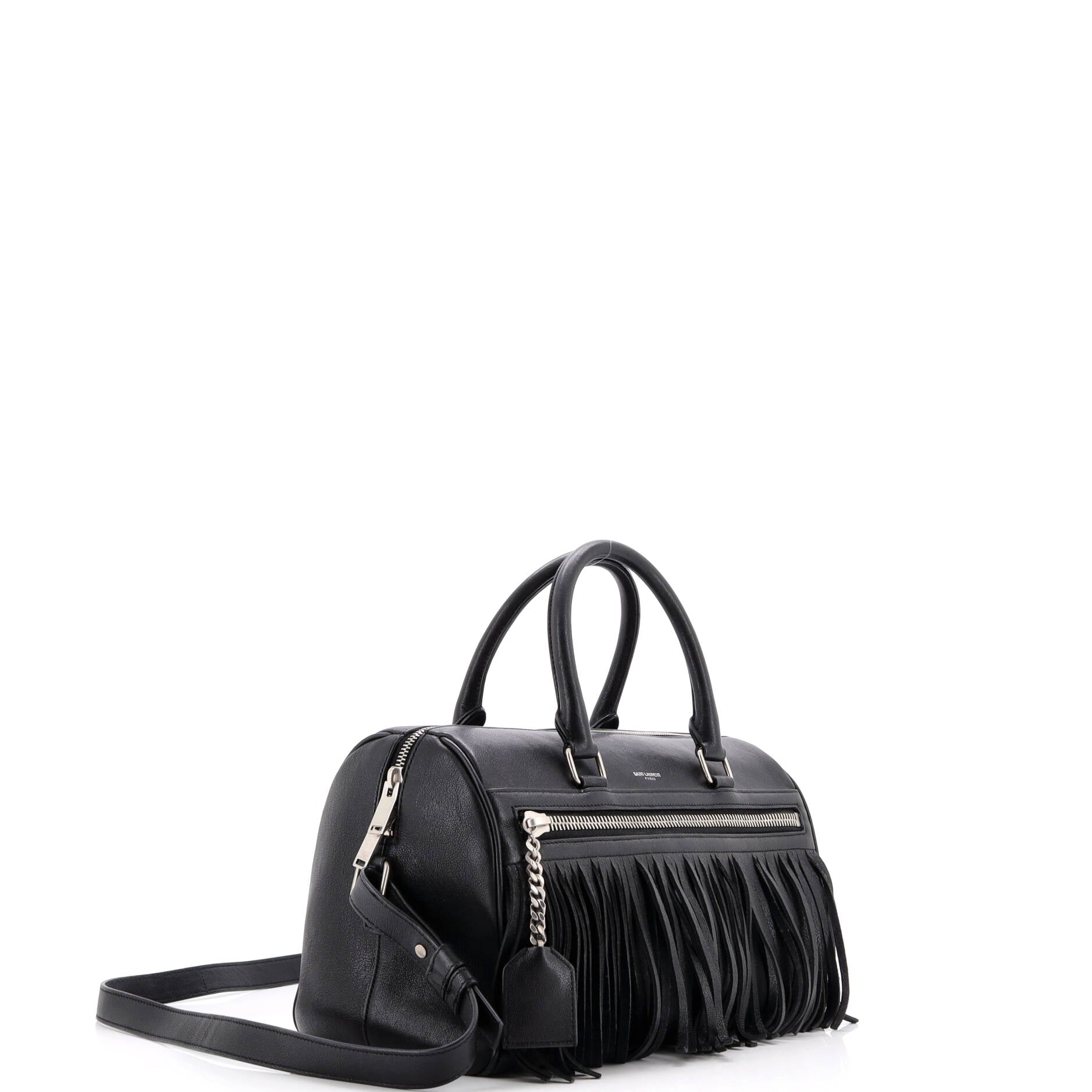 Saint Laurent Classic Duffle Fringe Bag Leather Medium