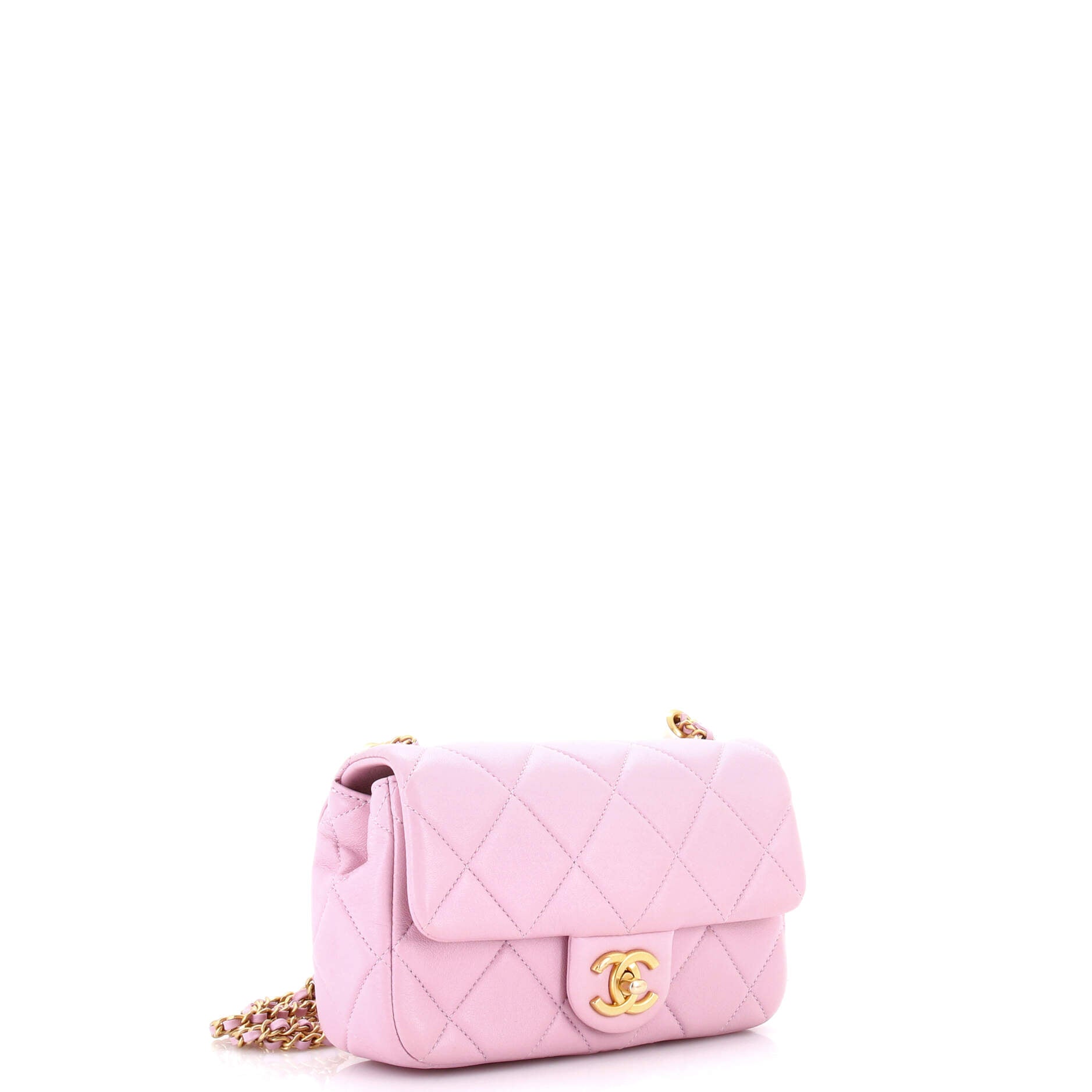 Chanel Twin Pearl Adjustable Chain Flap Bag Quilted Lambskin Mini