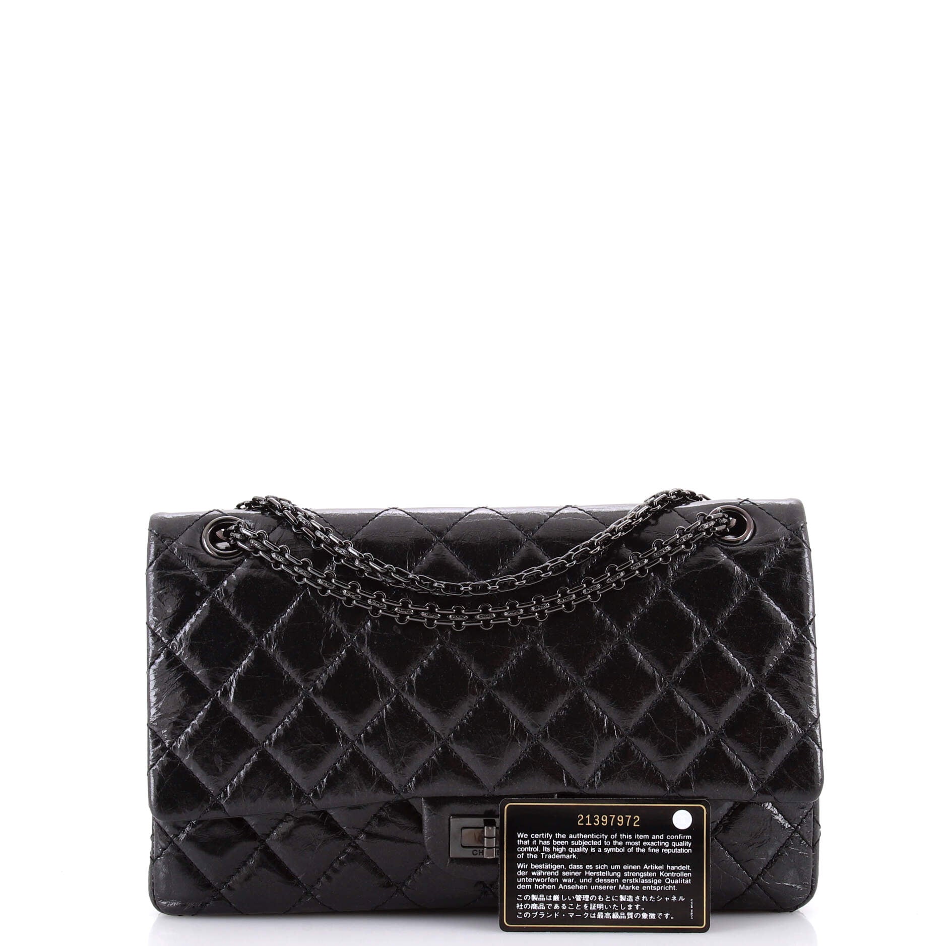 Chanel So Black Reissue 2.55 Flap Bag Quilted Glazed Calfskin 226