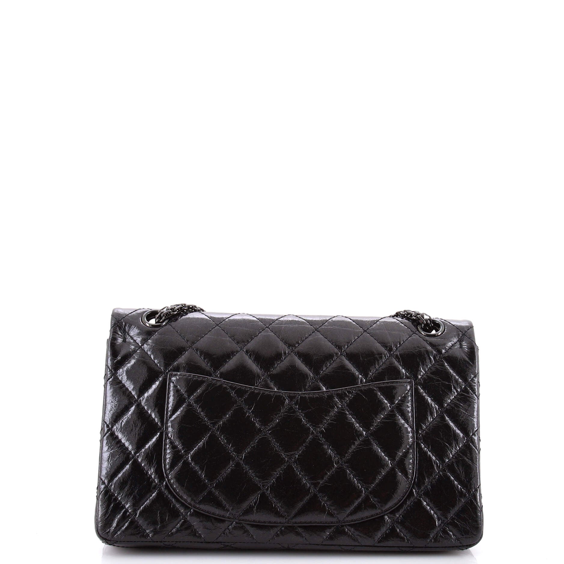 Chanel So Black Reissue 2.55 Flap Bag Quilted Glazed Calfskin 226