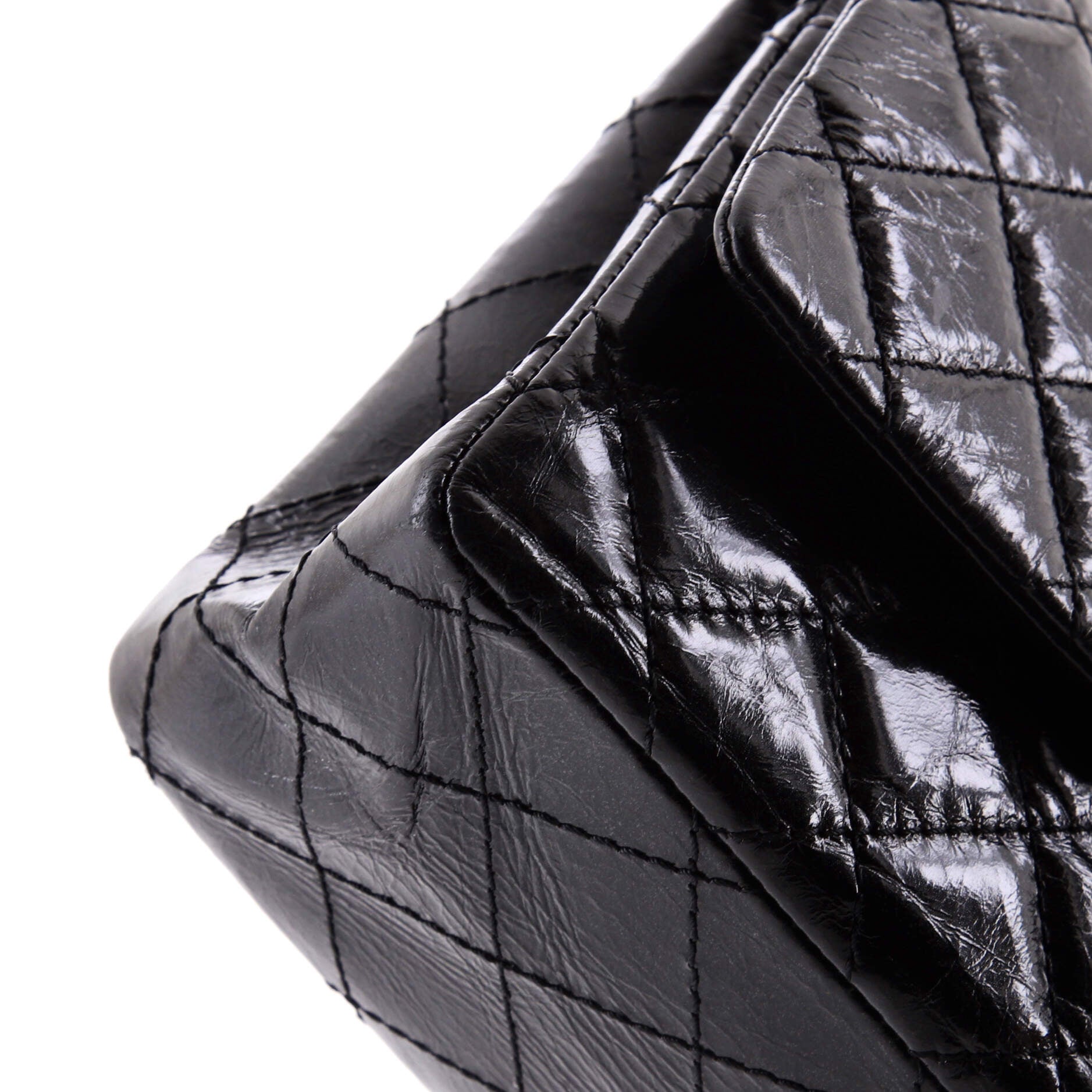 Chanel So Black Reissue 2.55 Flap Bag Quilted Glazed Calfskin 226