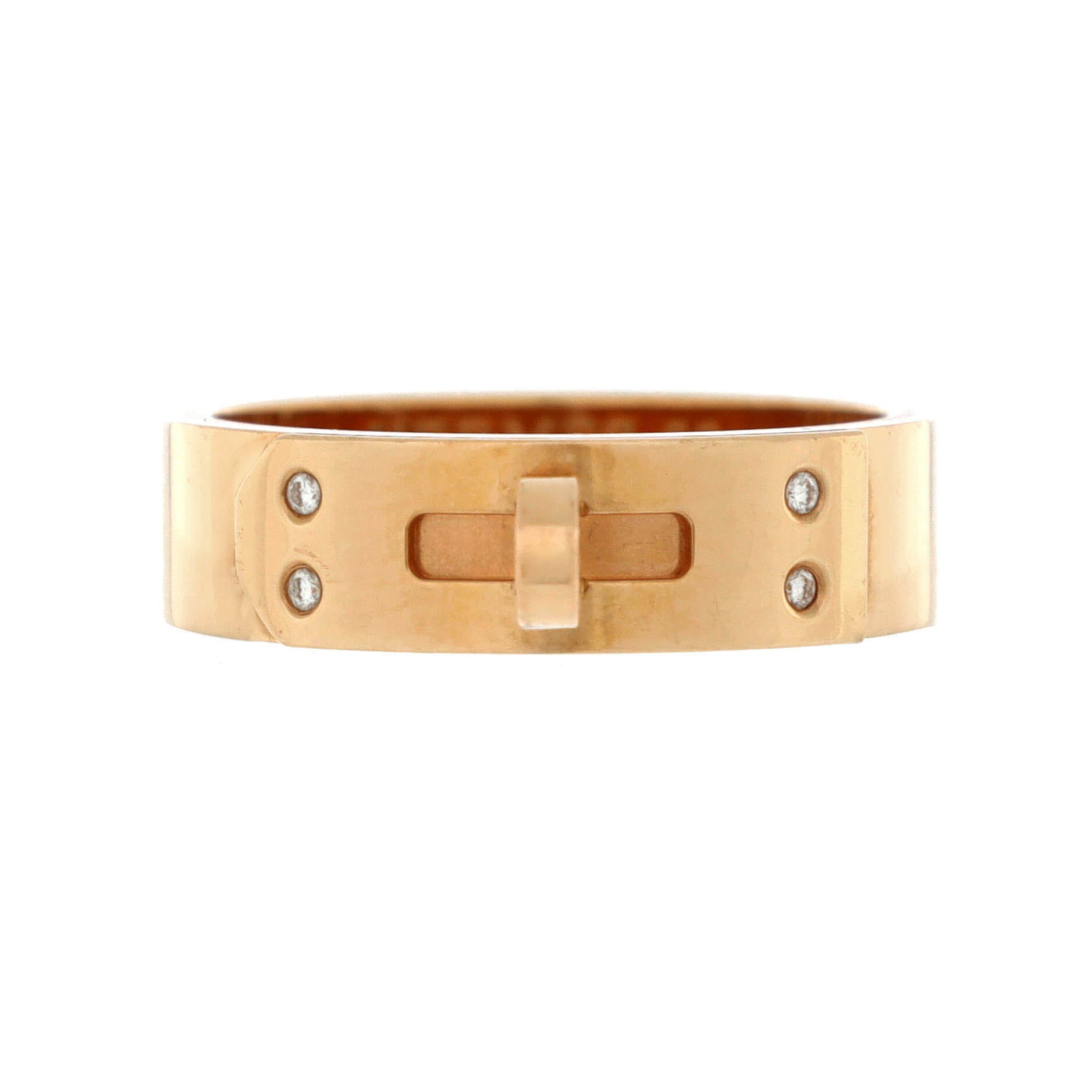 Hermes Kelly Ring 18K Rose Gold with Diamonds PM