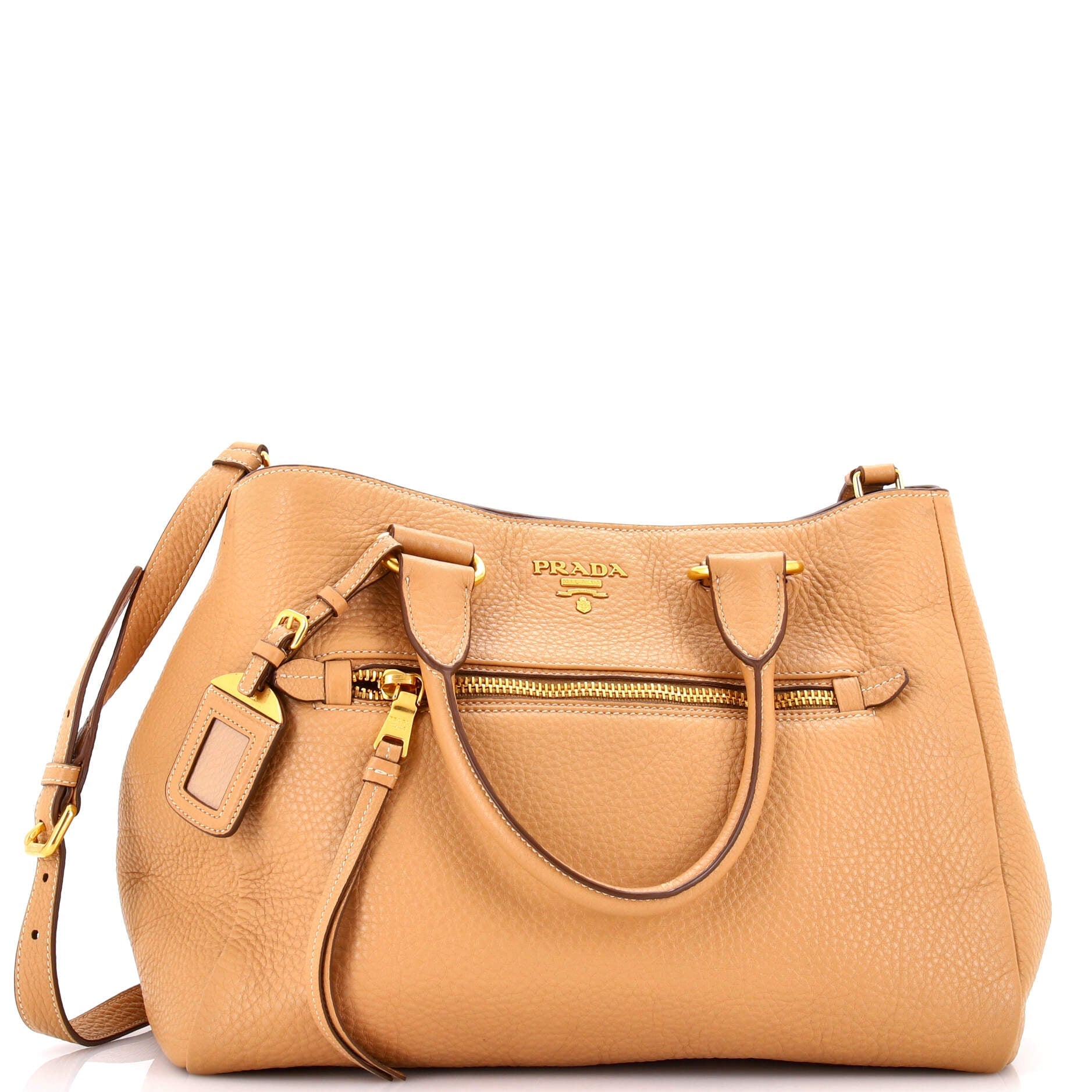 Prada Front Pocket Convertible Tote Vitello Phenix Medium