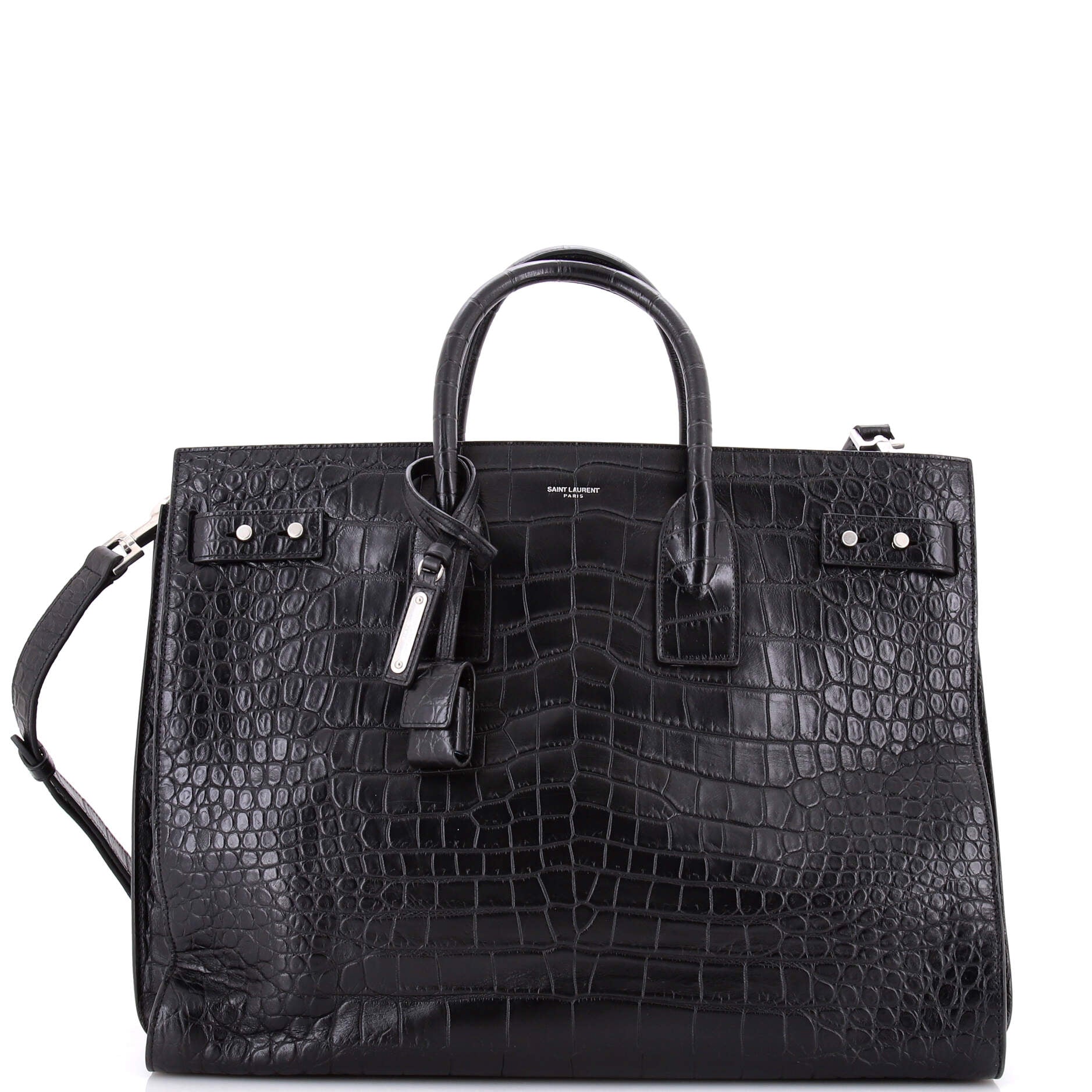 Saint Laurent Sac de Jour Souple Bag Crocodile Embossed Leather Large