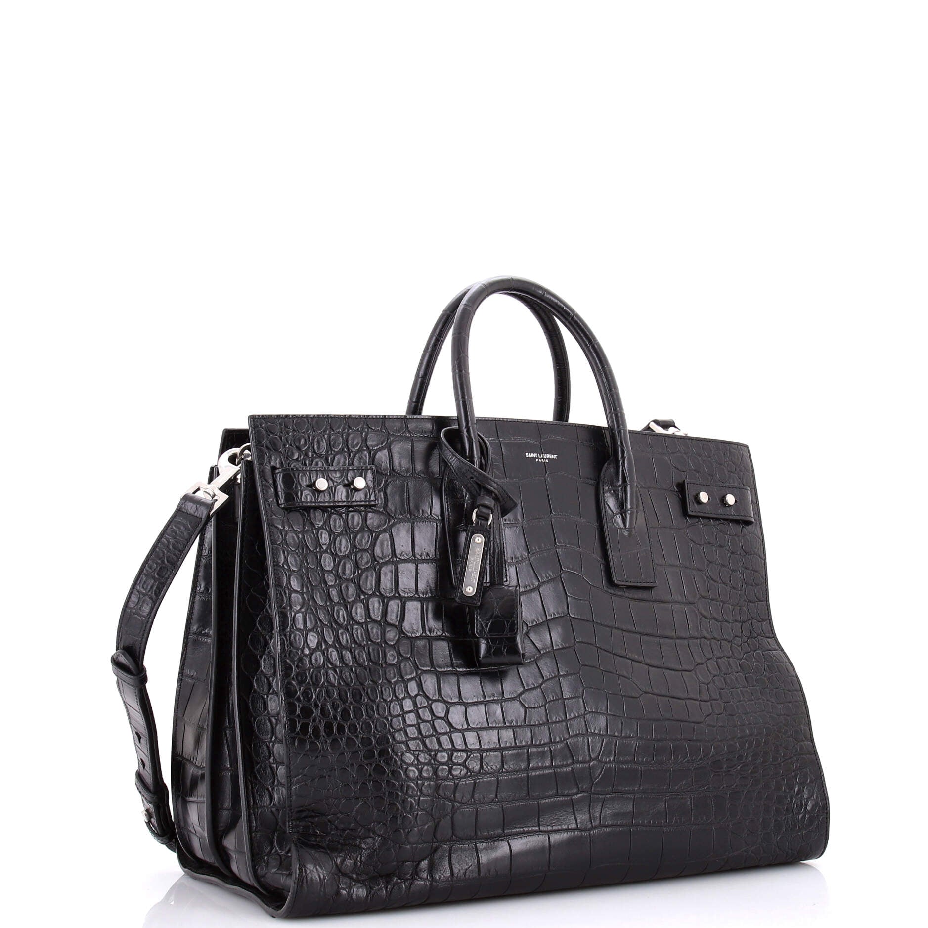 Saint Laurent Sac de Jour Souple Bag Crocodile Embossed Leather Large