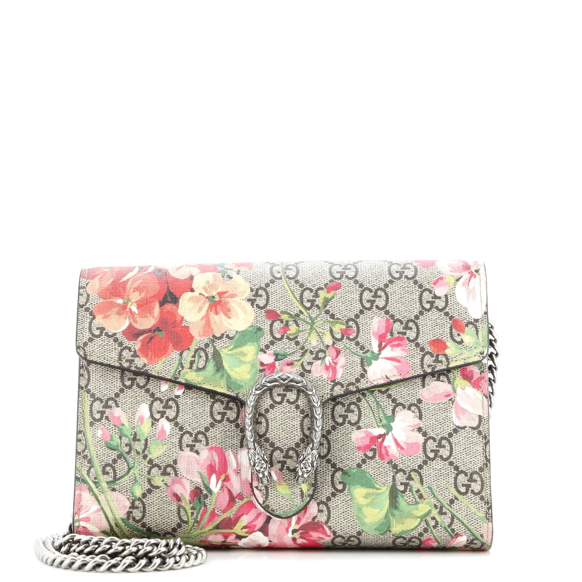 Gucci Dionysus Chain Wallet Blooms Print GG Coated Canvas Small