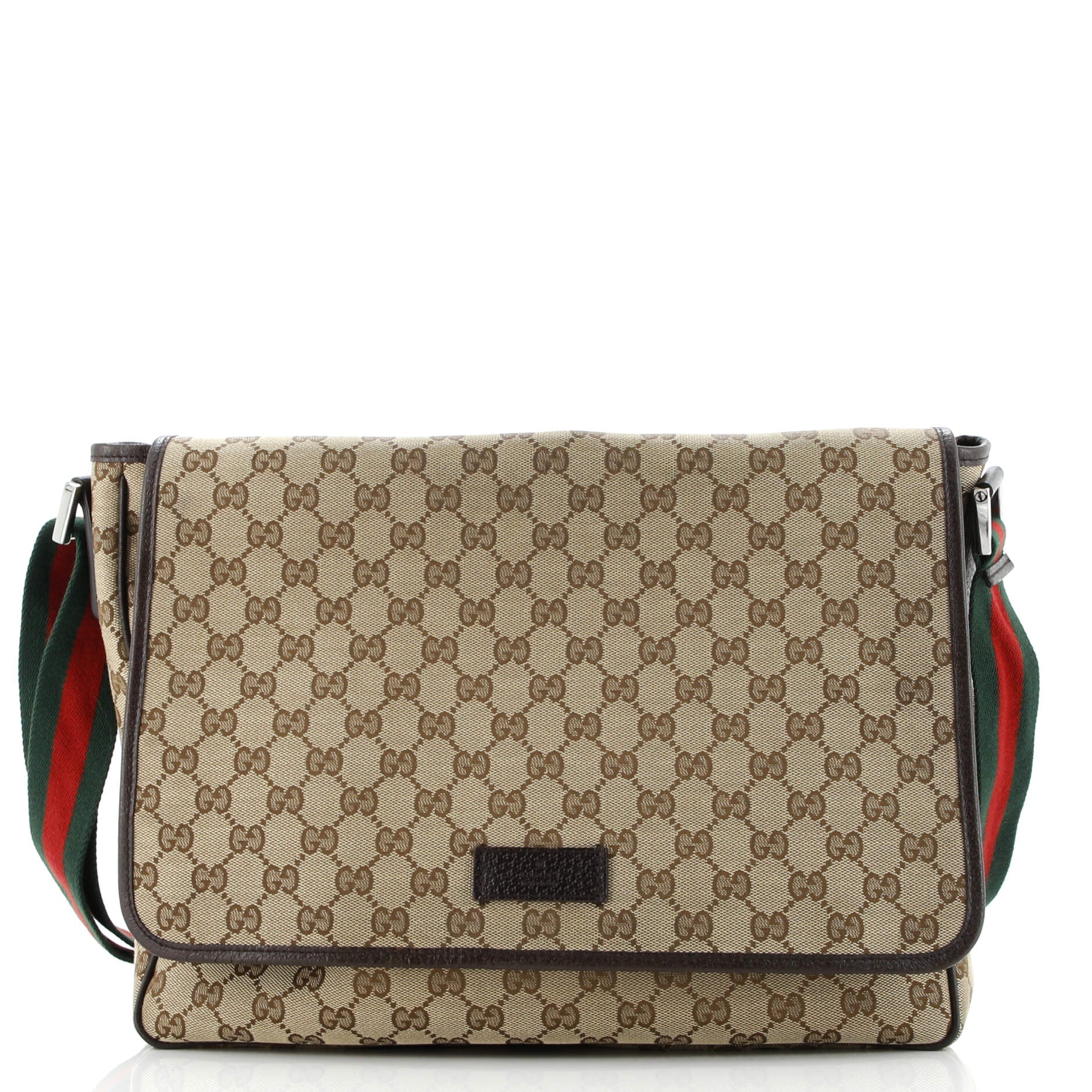 Gucci Web Strap Flap Messenger GG Canvas Medium