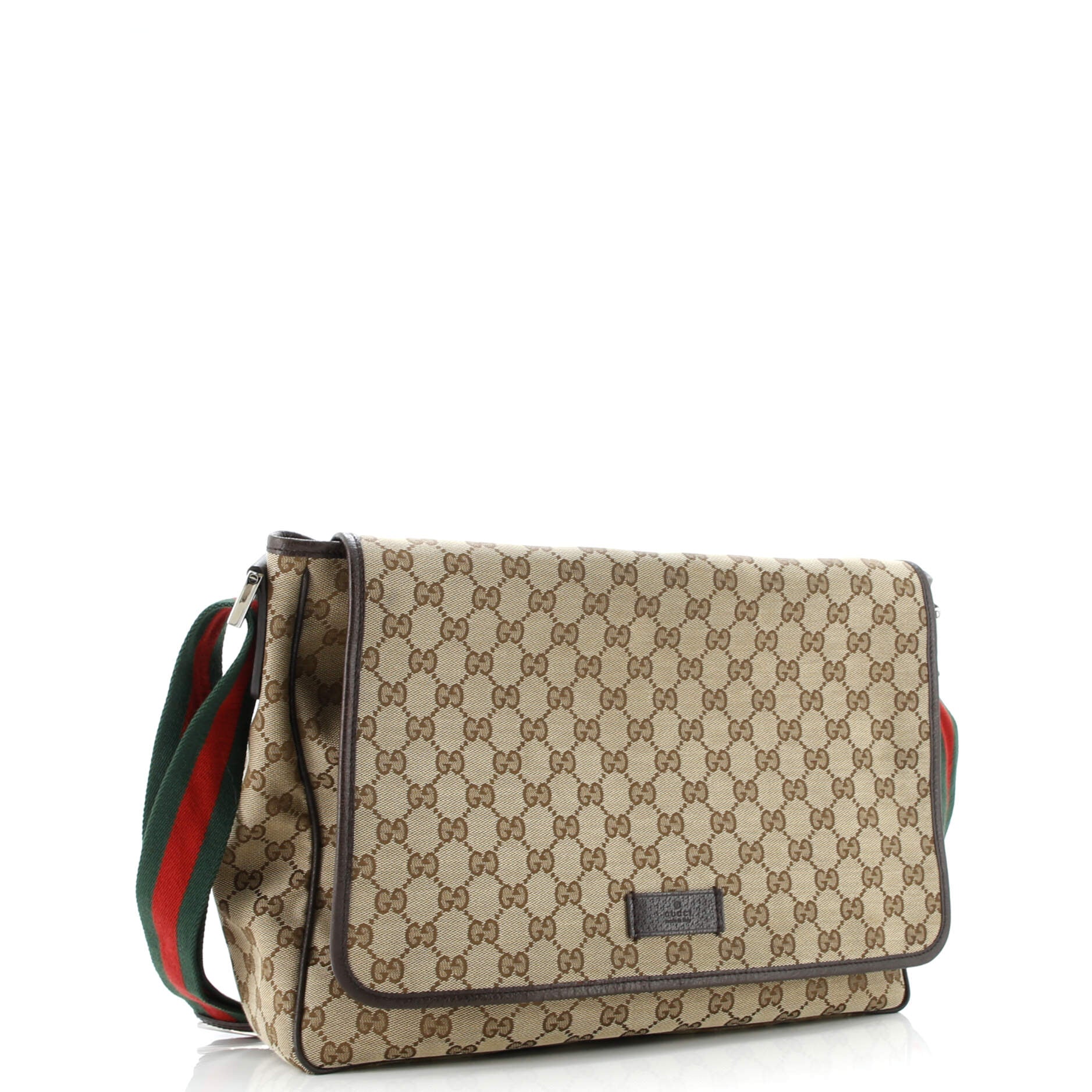 Gucci Web Strap Flap Messenger GG Canvas Medium