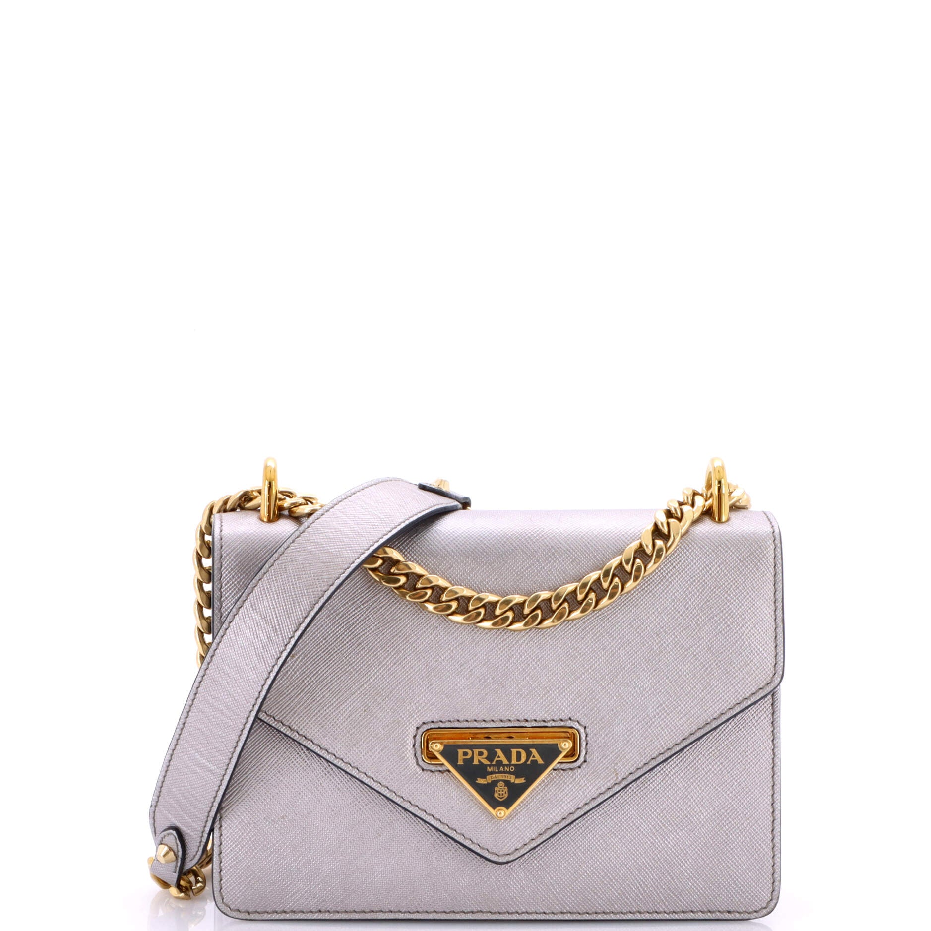 Prada Envelope Flap Chain Shoulder bag Saffiano Leather Small