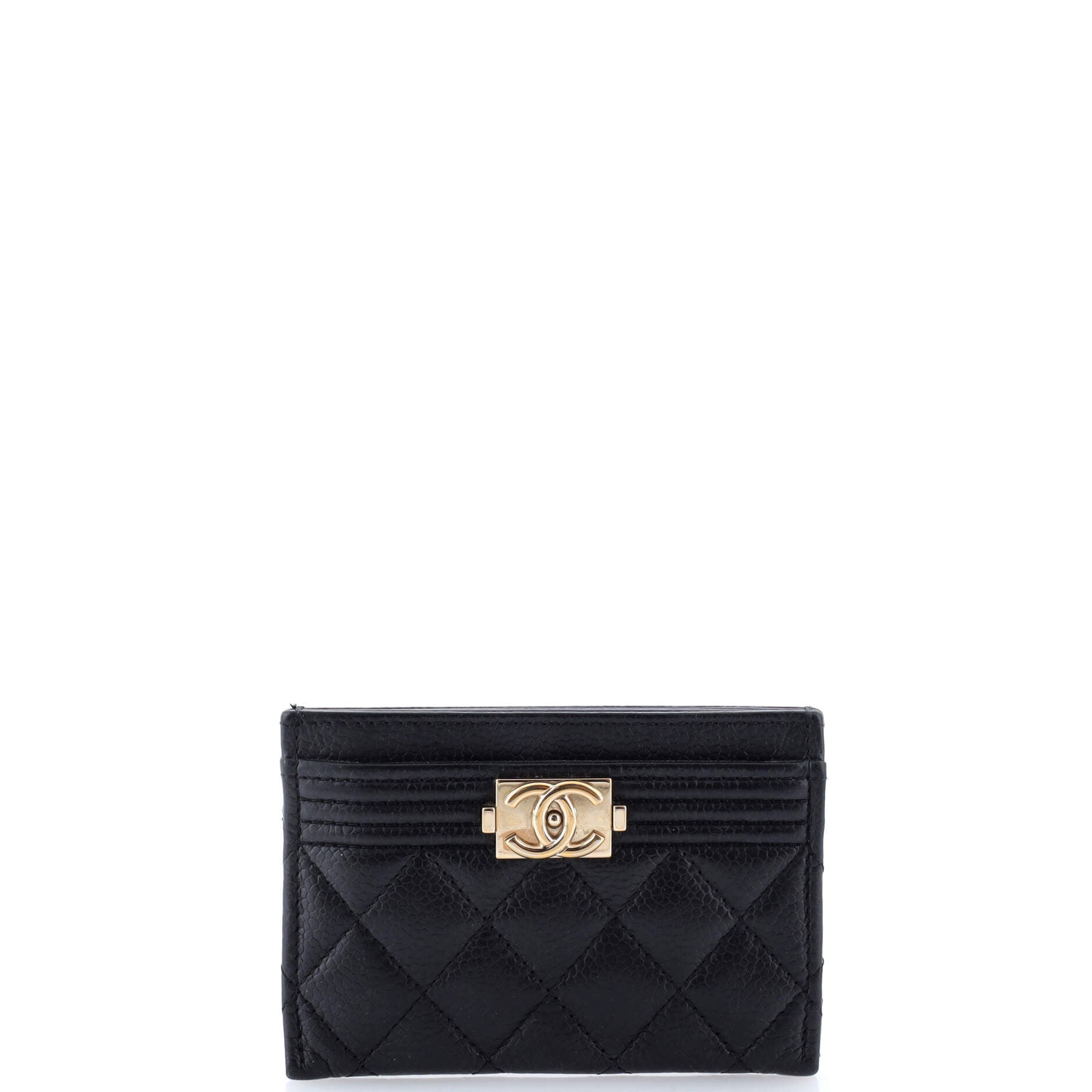 Chanel Boy Card Holder Quilted Caviar