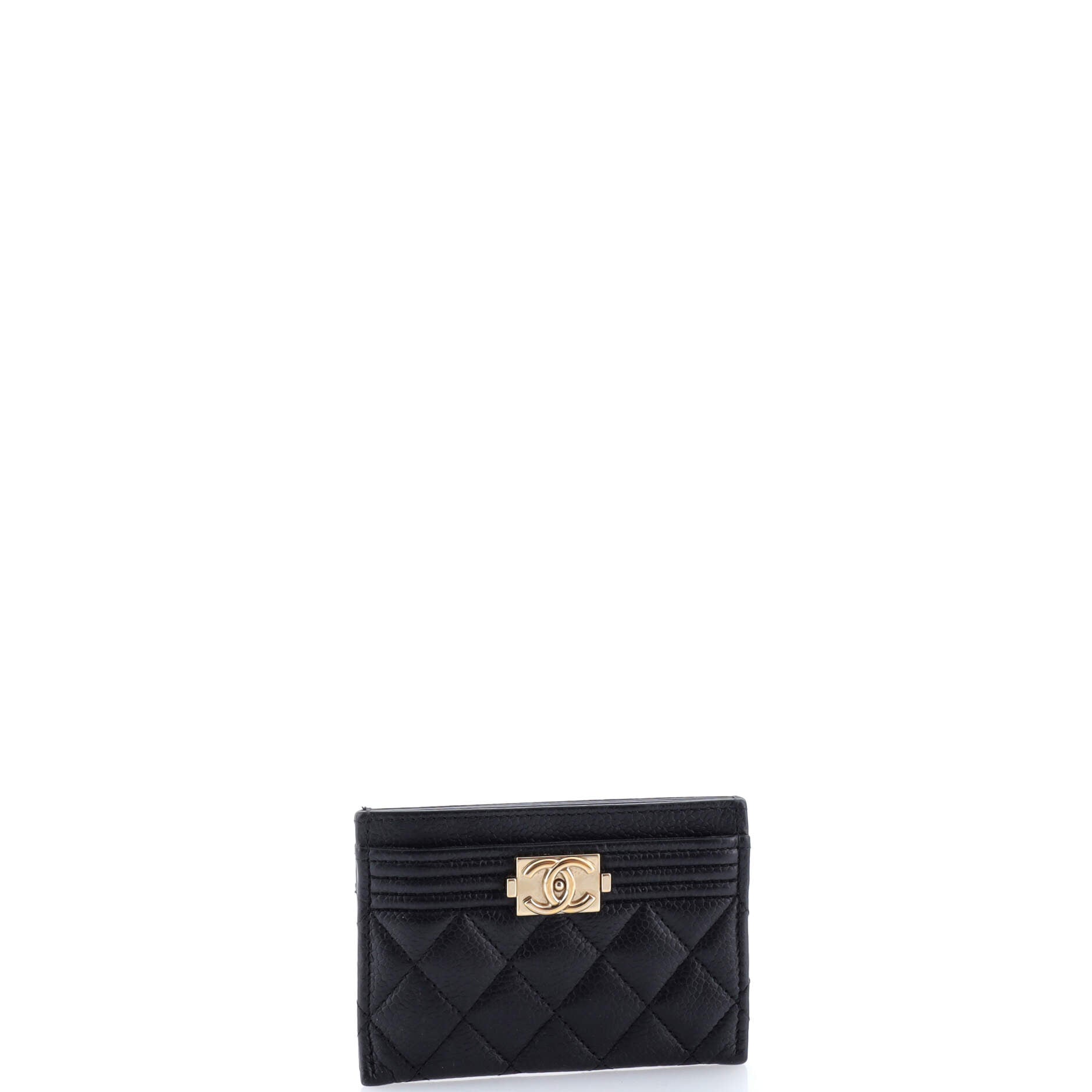 Chanel Boy Card Holder Quilted Caviar