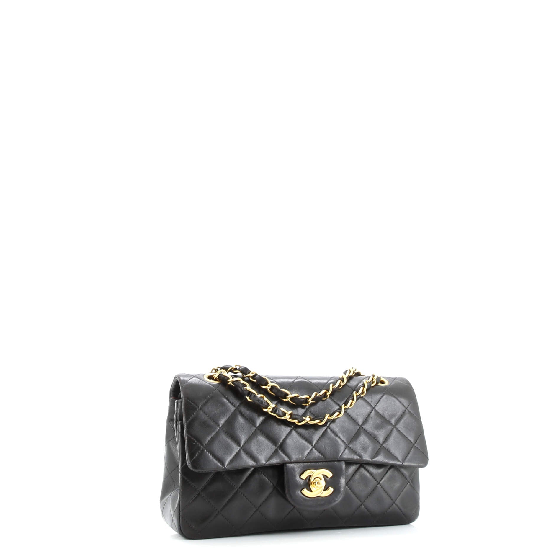 Chanel Vintage Classic Double Flap Bag Quilted Lambskin Small
