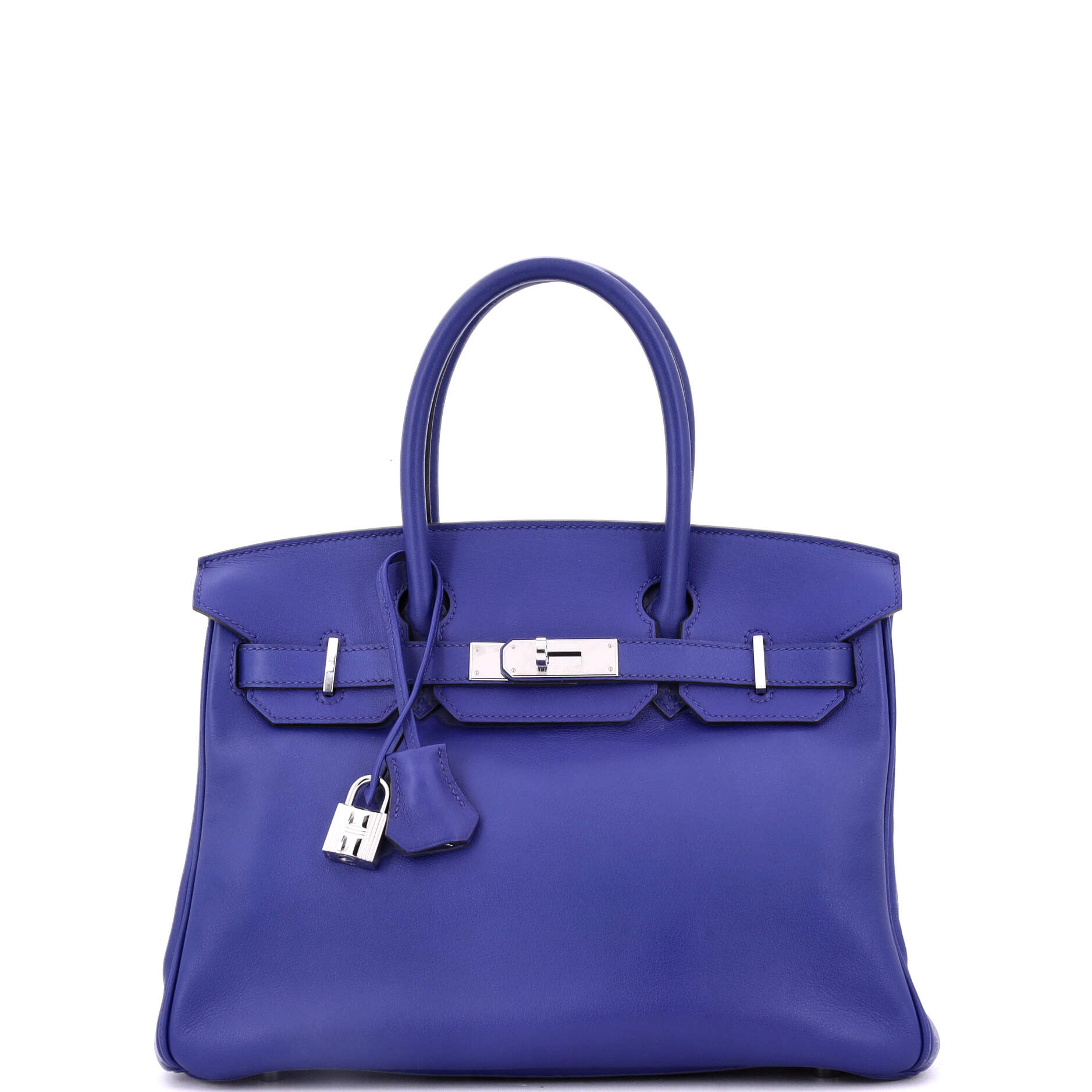 Hermes Birkin Handbag Blue Swift with Palladium Hardware 30