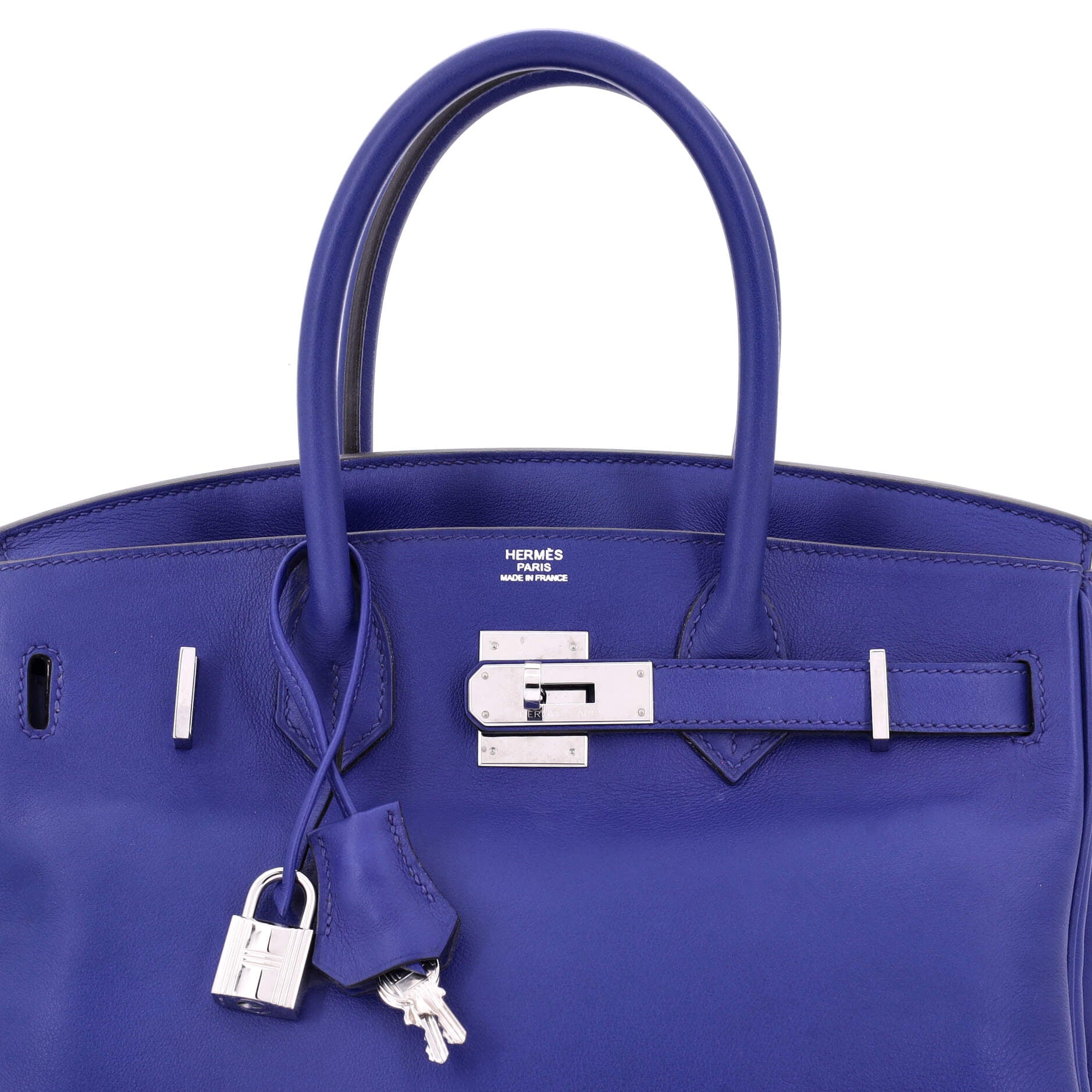 Hermes Birkin Handbag Blue Swift with Palladium Hardware 30