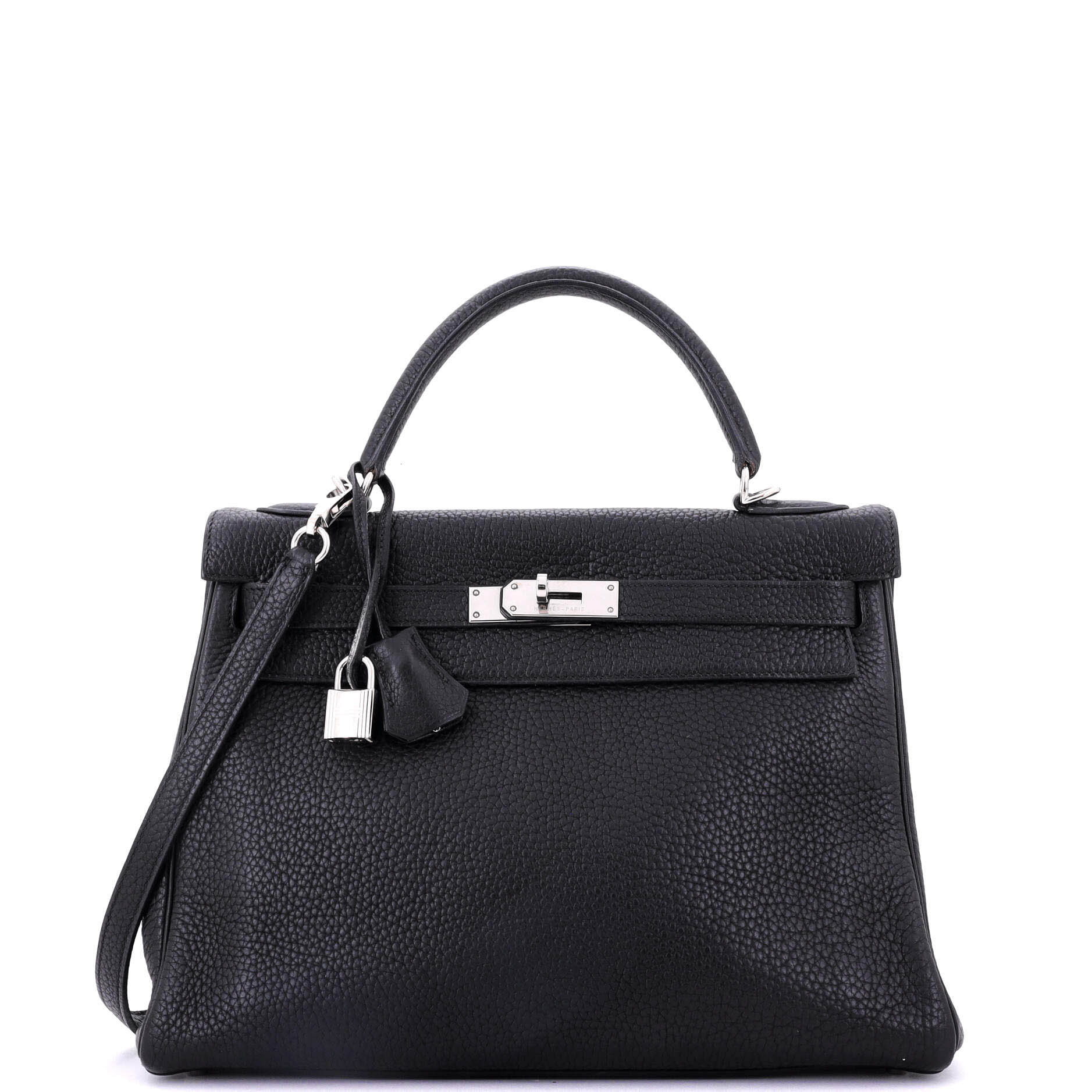 Hermes Kelly Handbag Black Togo with Palladium Hardware 32