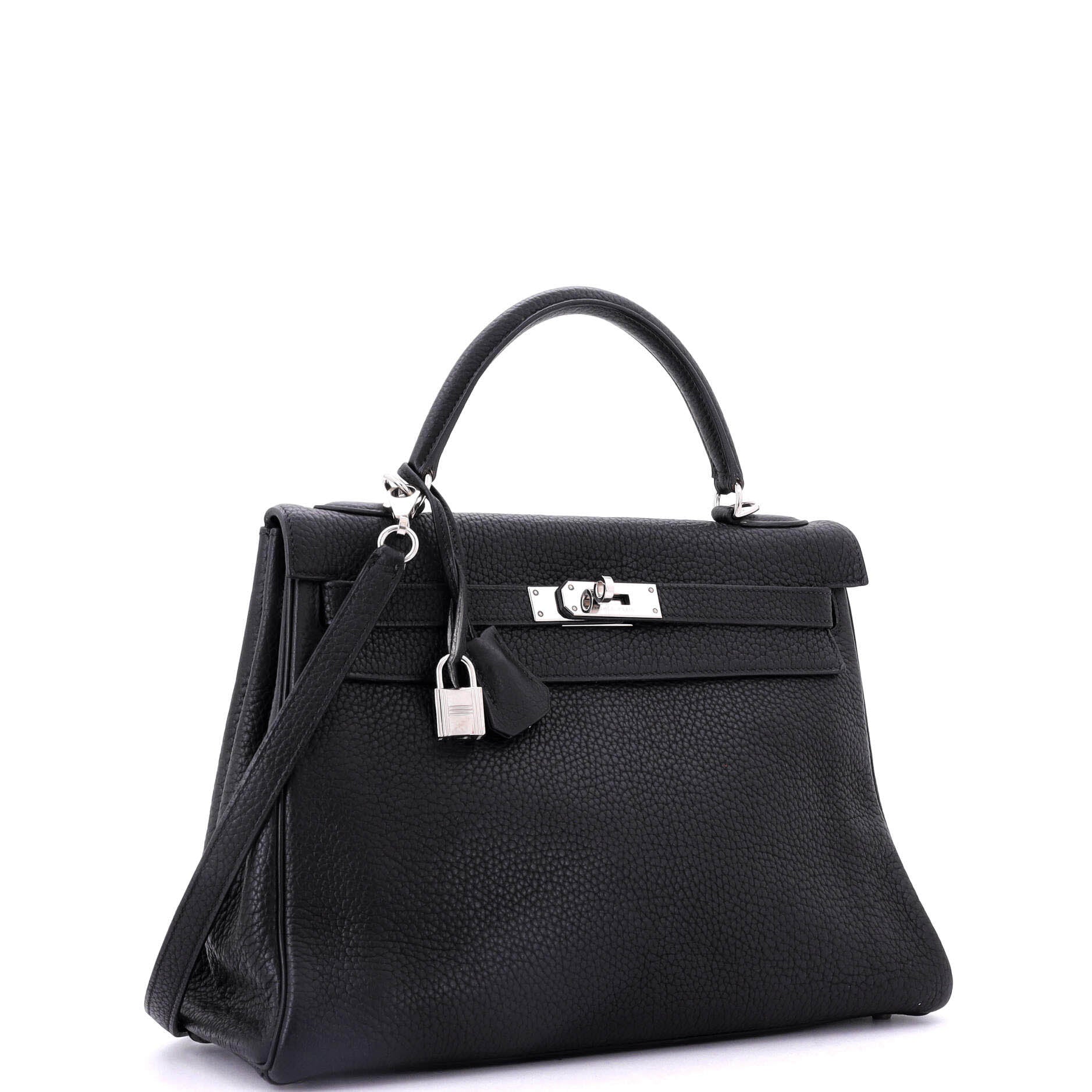 Hermes Kelly Handbag Black Togo with Palladium Hardware 32