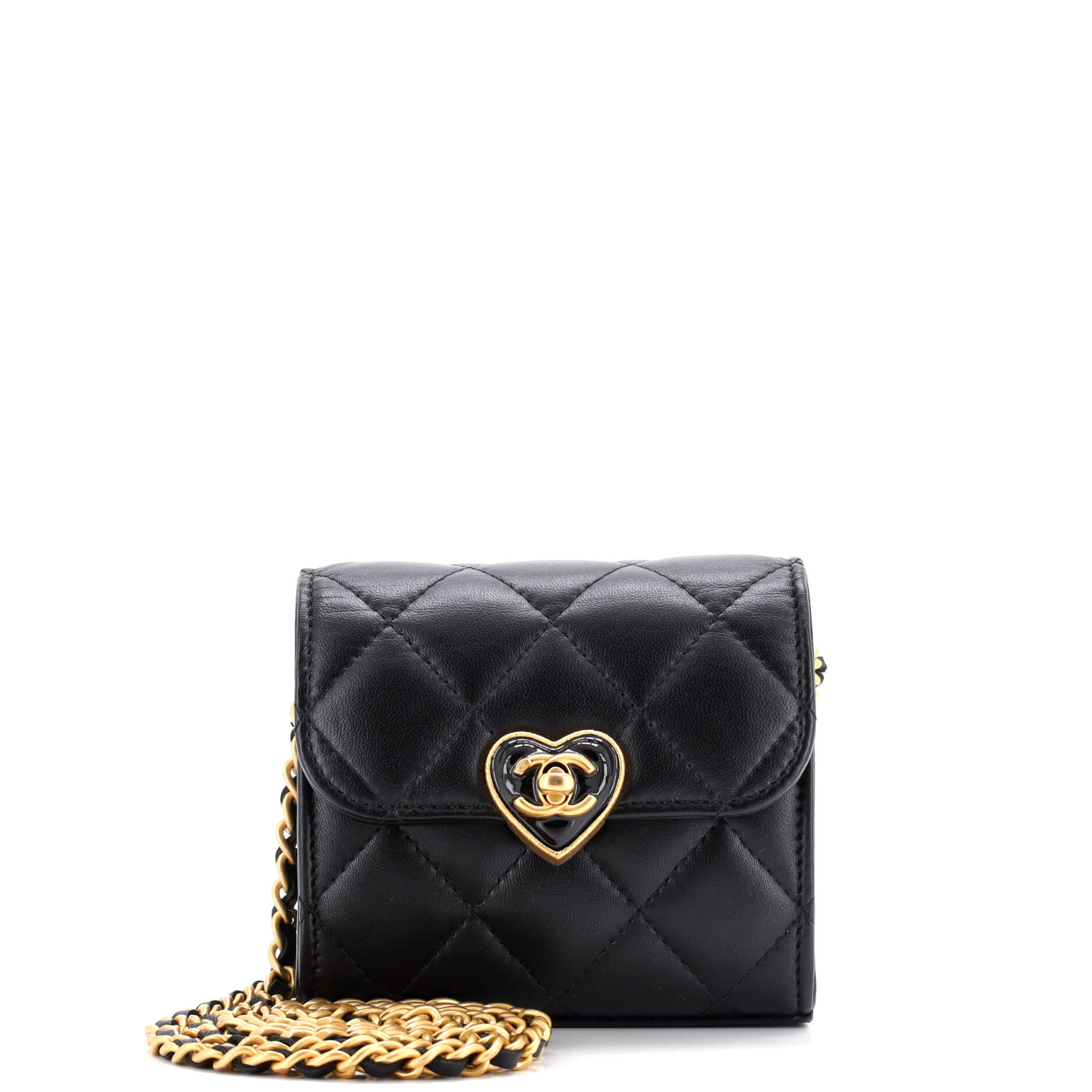 Chanel Coco Love CC Heart Clutch with Chain Quilted Lambskin Mini