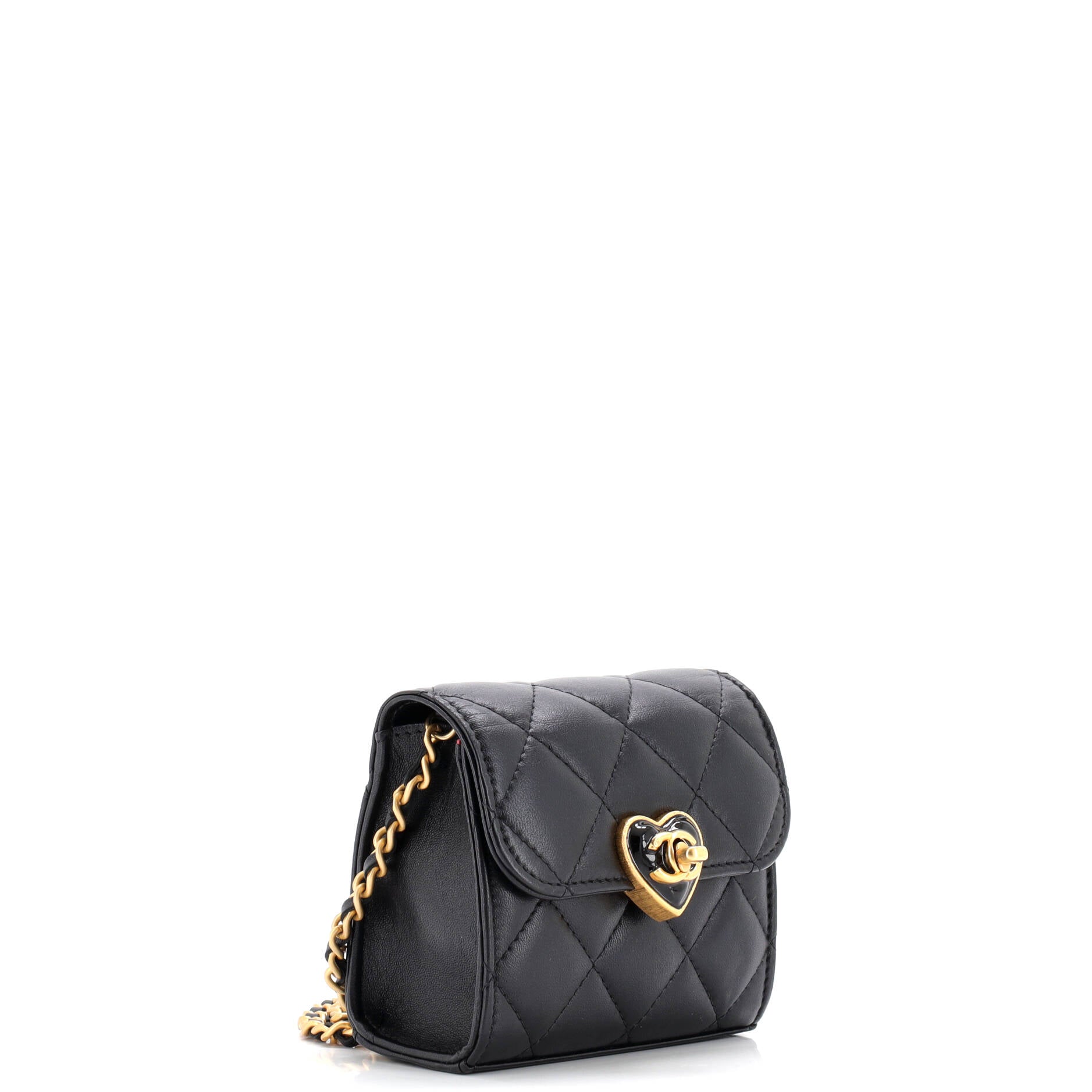 Chanel Coco Love CC Heart Clutch with Chain Quilted Lambskin Mini