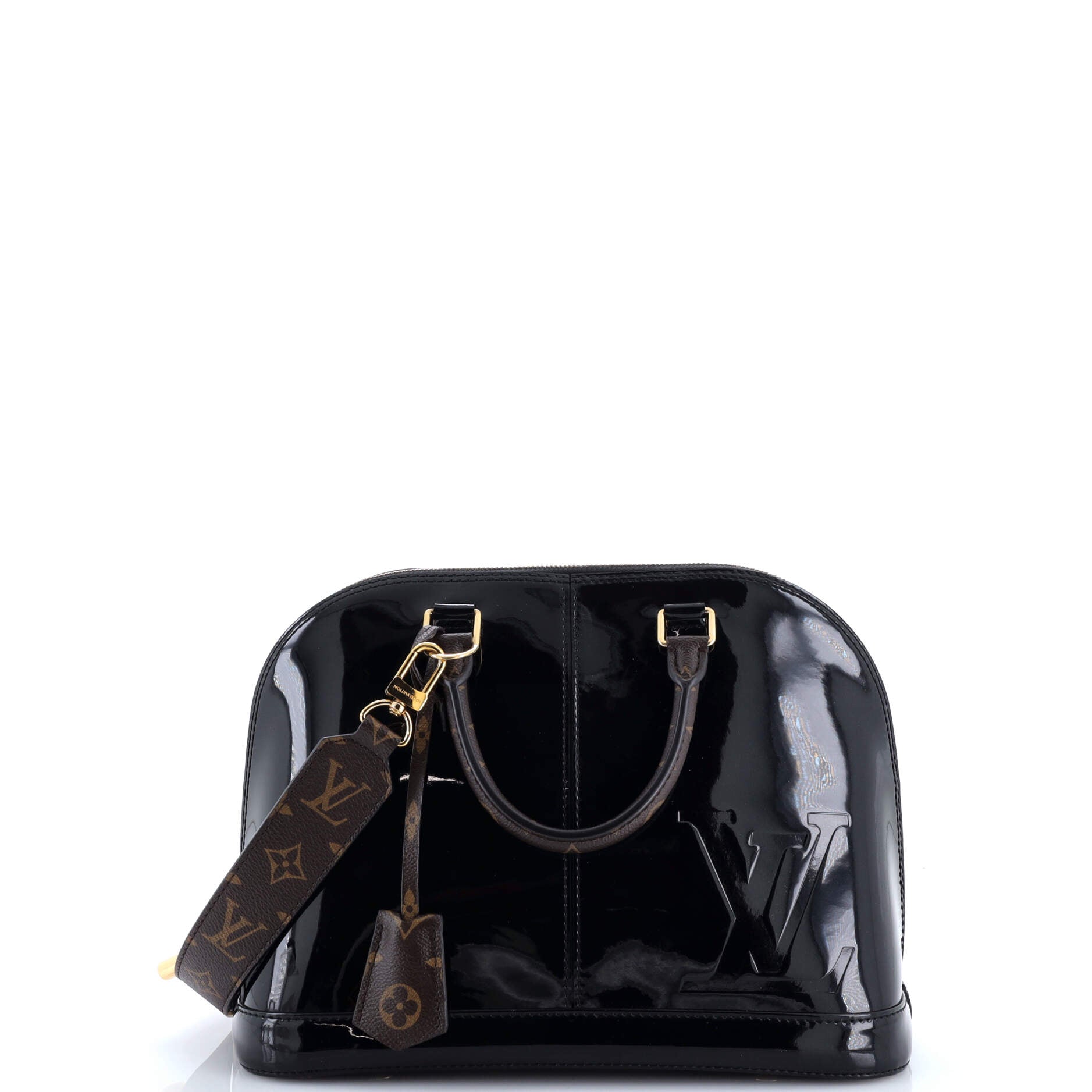 Louis Vuitton Alma Handbag Vernis with Monogram Canvas PM