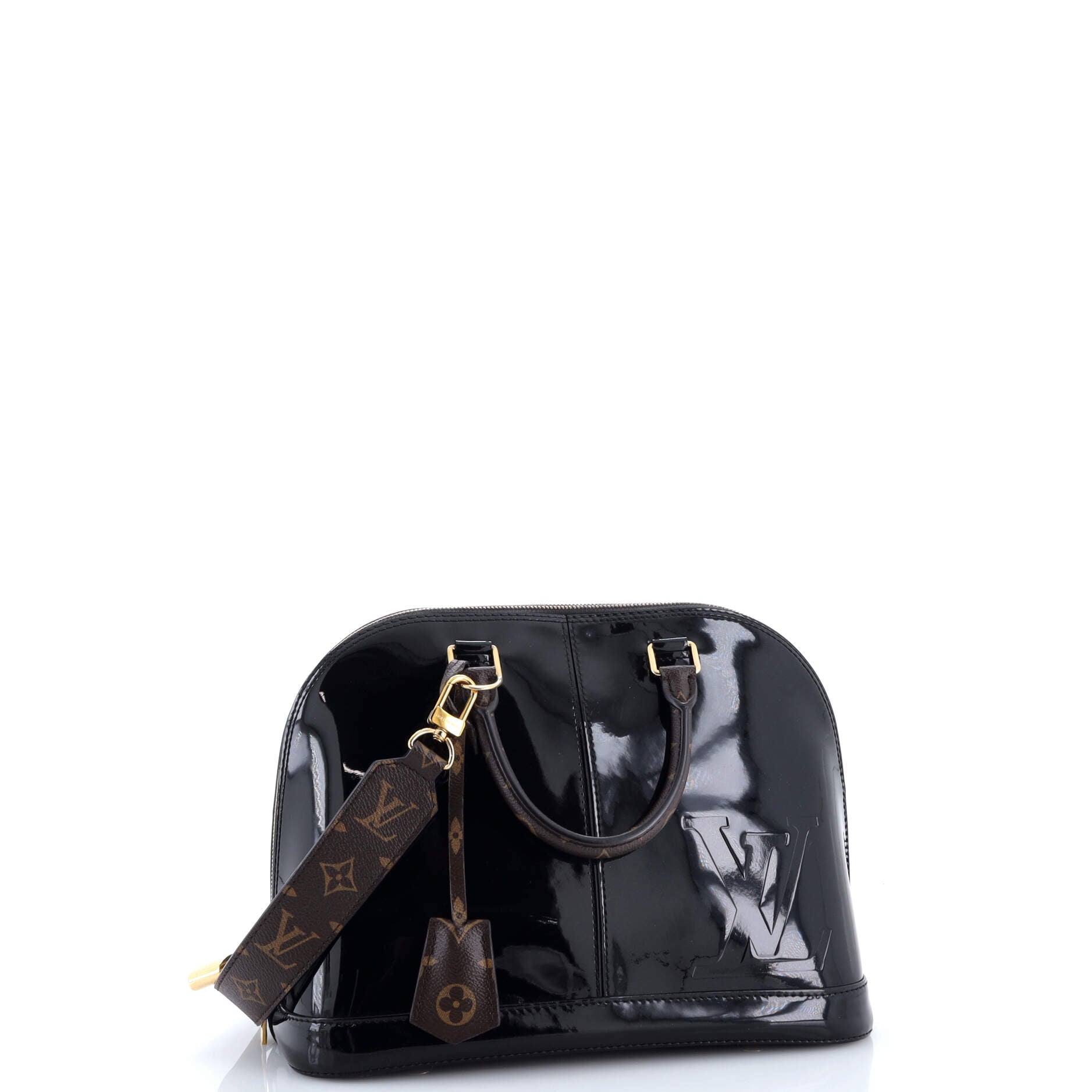 Louis Vuitton Alma Handbag Vernis with Monogram Canvas PM
