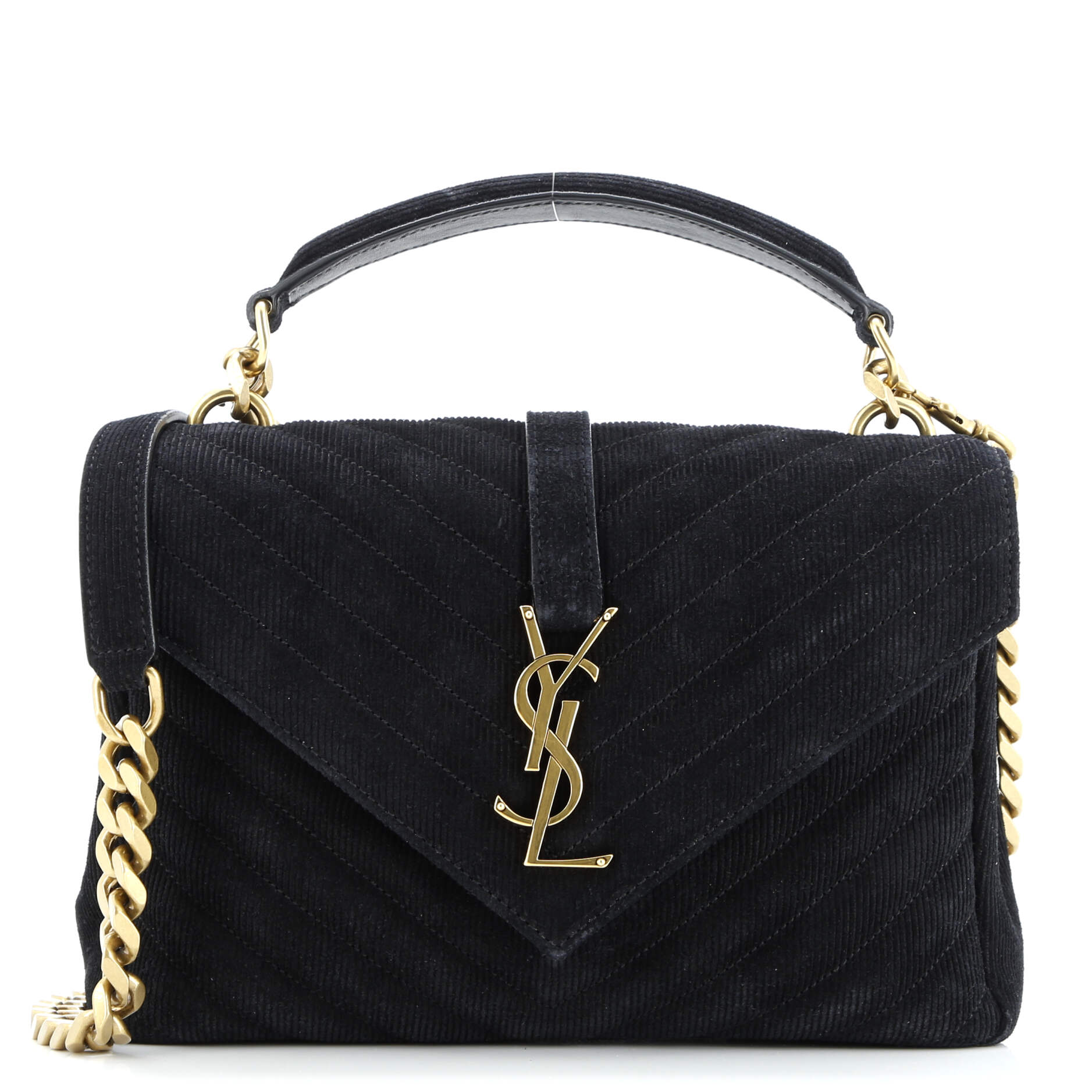Saint Laurent Classic Monogram College Bag Chevron Corduroy Medium
