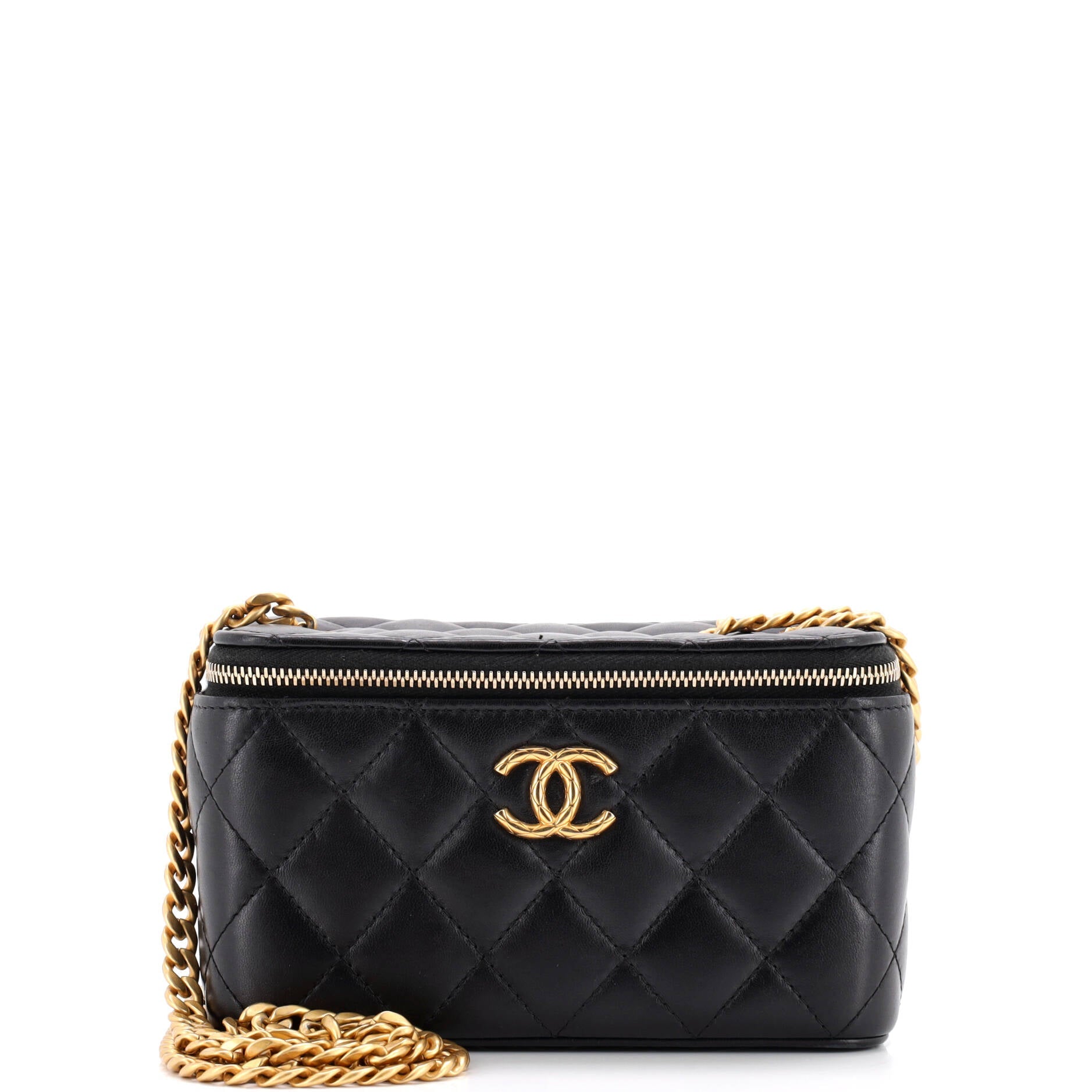 Chanel All Slide Long Vanity Case with Chain Quilted Lambskin Small