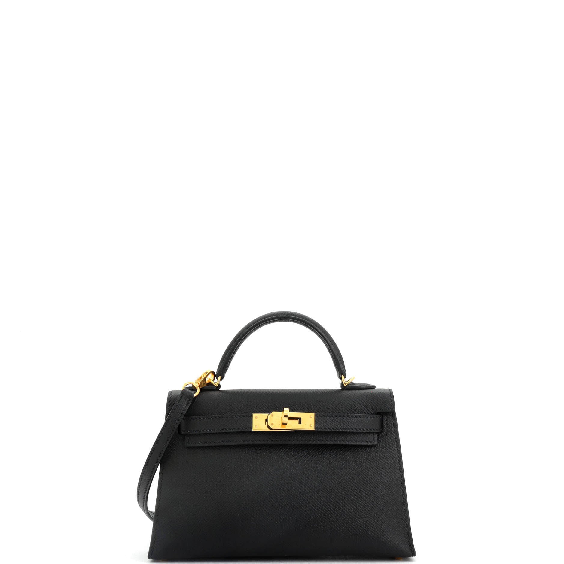 Hermes Kelly Mini II Bag Black Epsom with Gold Hardware 20