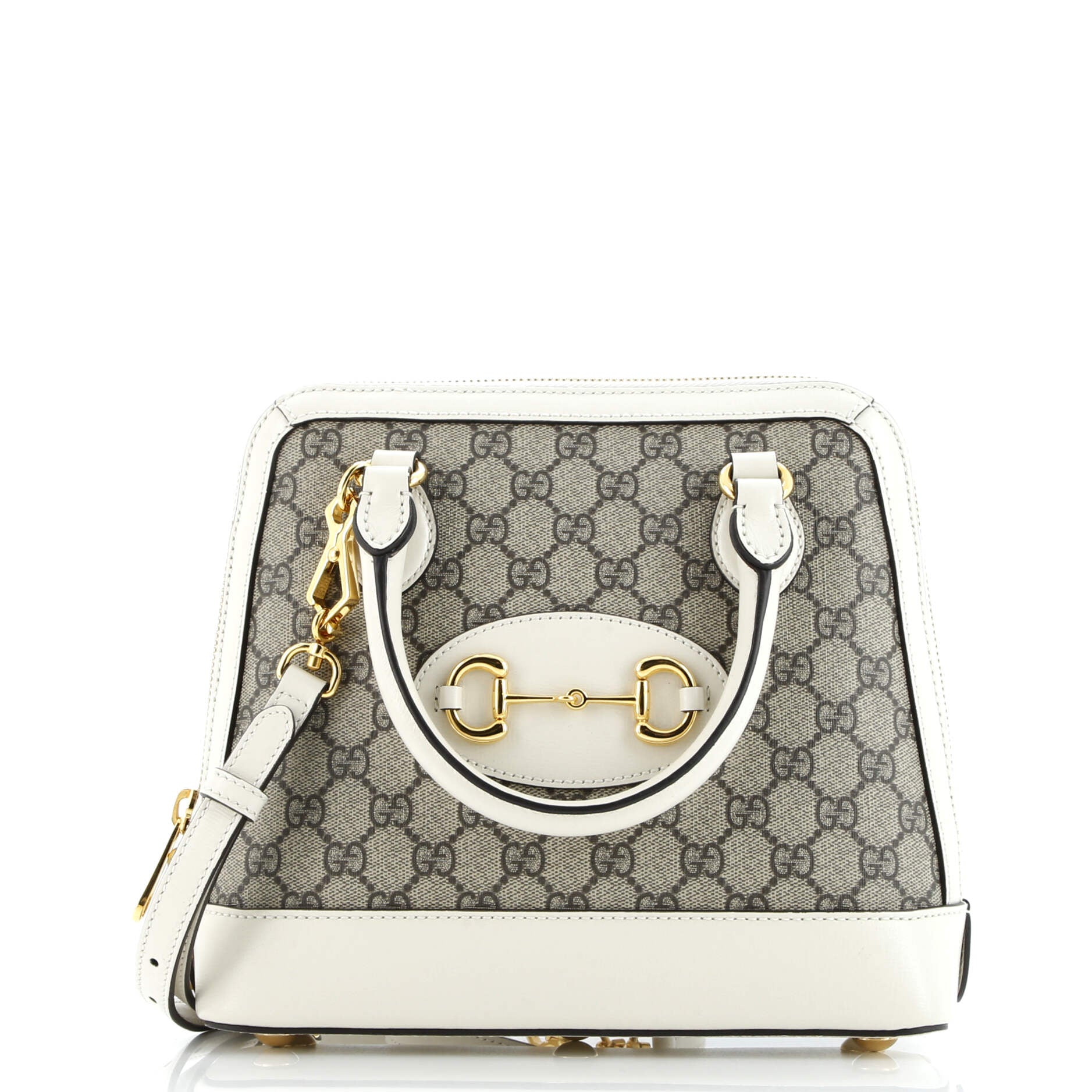 Gucci Horsebit 1955 Top Handle Bag GG Coated Canvas with Leather Small